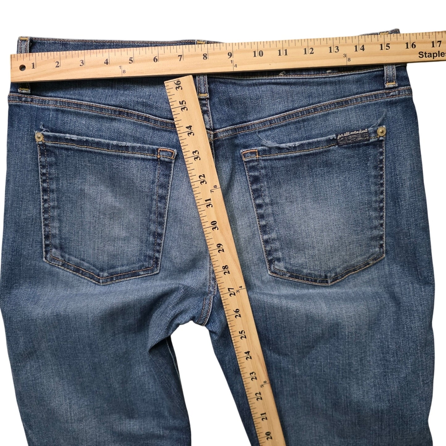 7 For All Mankind Gwen Tulip Fray Hem Jeans Women’s 31 Blue Denim Ankle