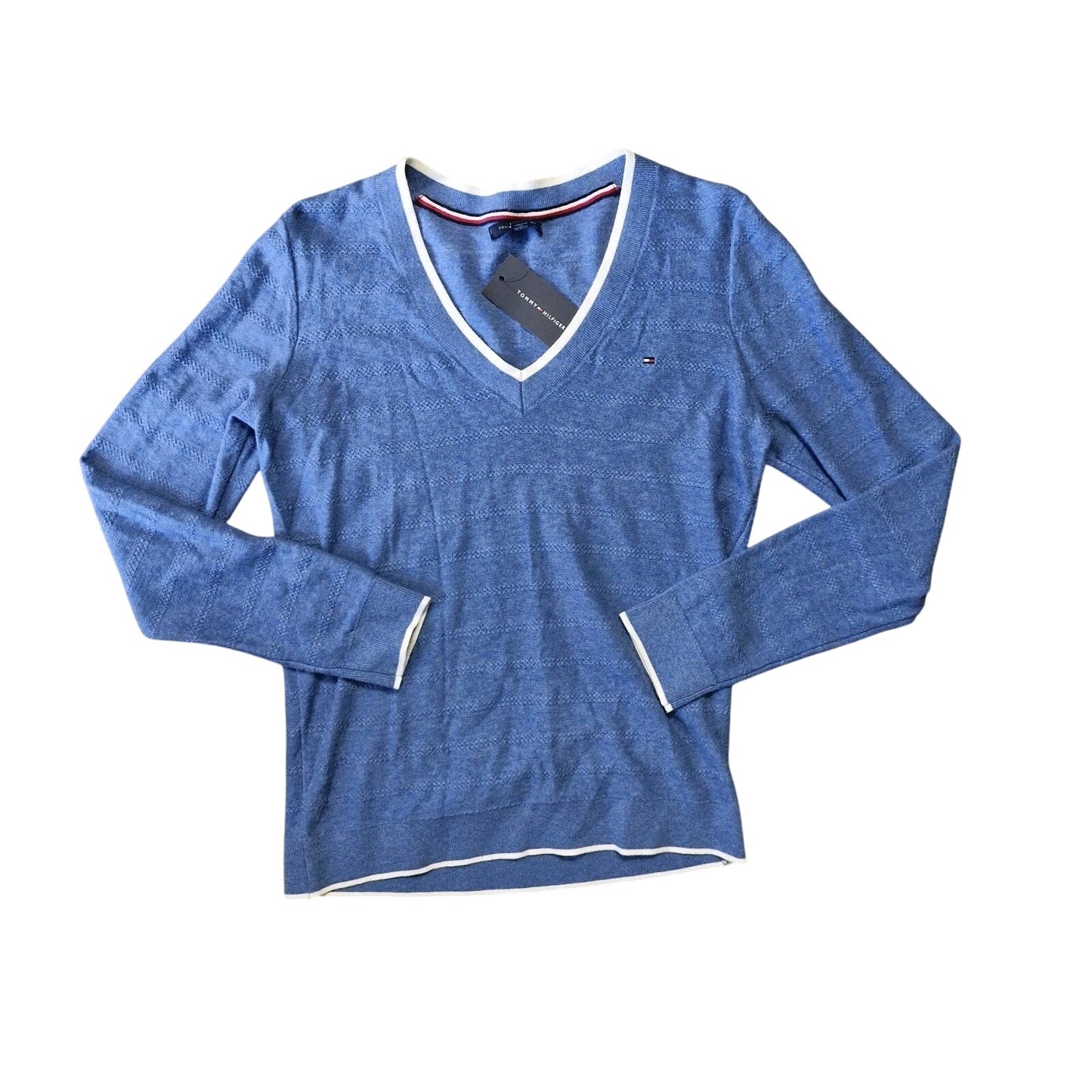 Tommy Hilfiger Blue Long Sleeve Sweater V Neck Womens Size Small
