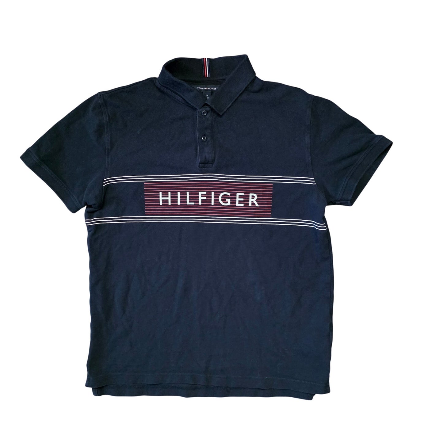 Tommy Hilfiger Polo Shirt Men’s Medium Navy Logo Short Sleeve