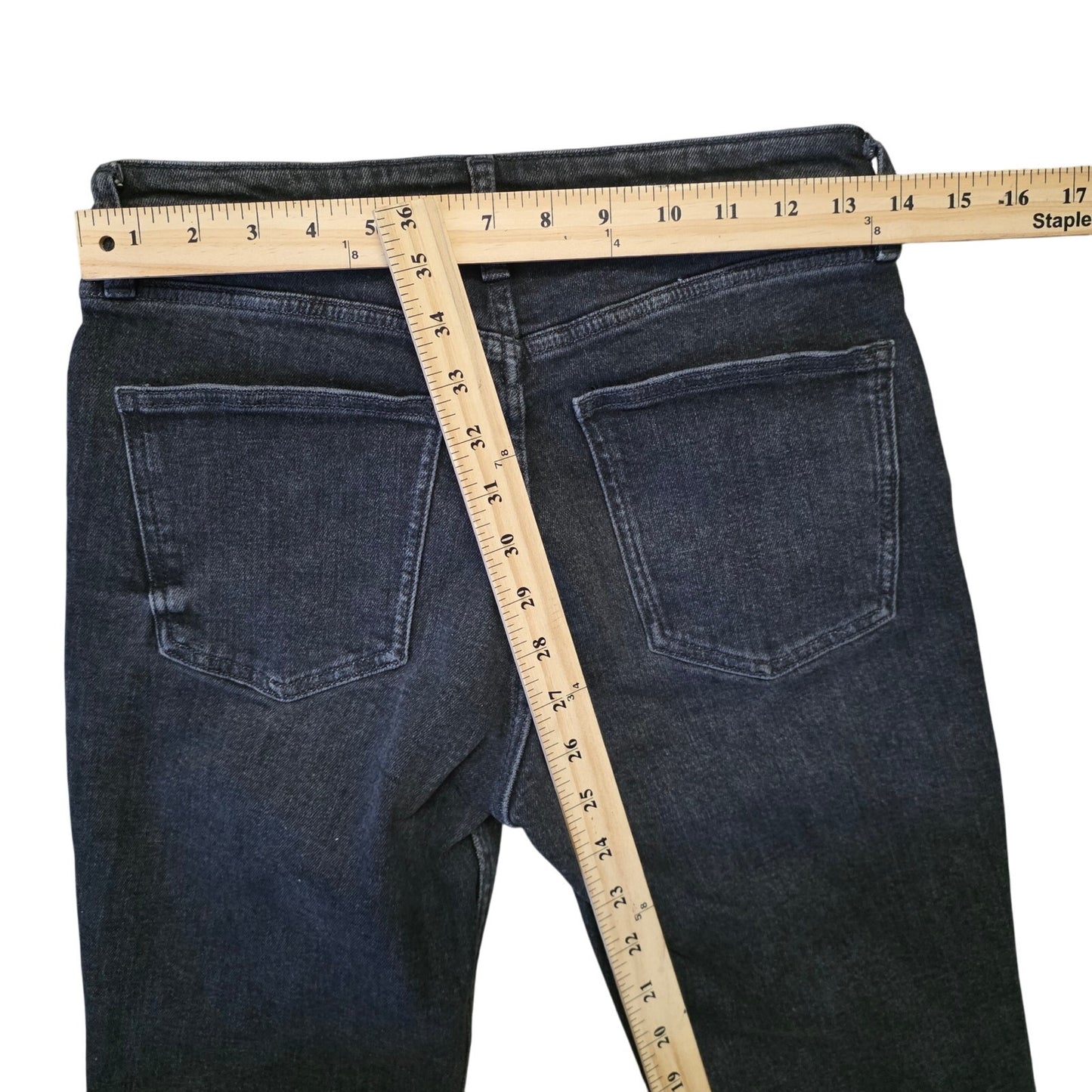 Zara Straight Leg Jeans Womens 4 Washed Black Denim