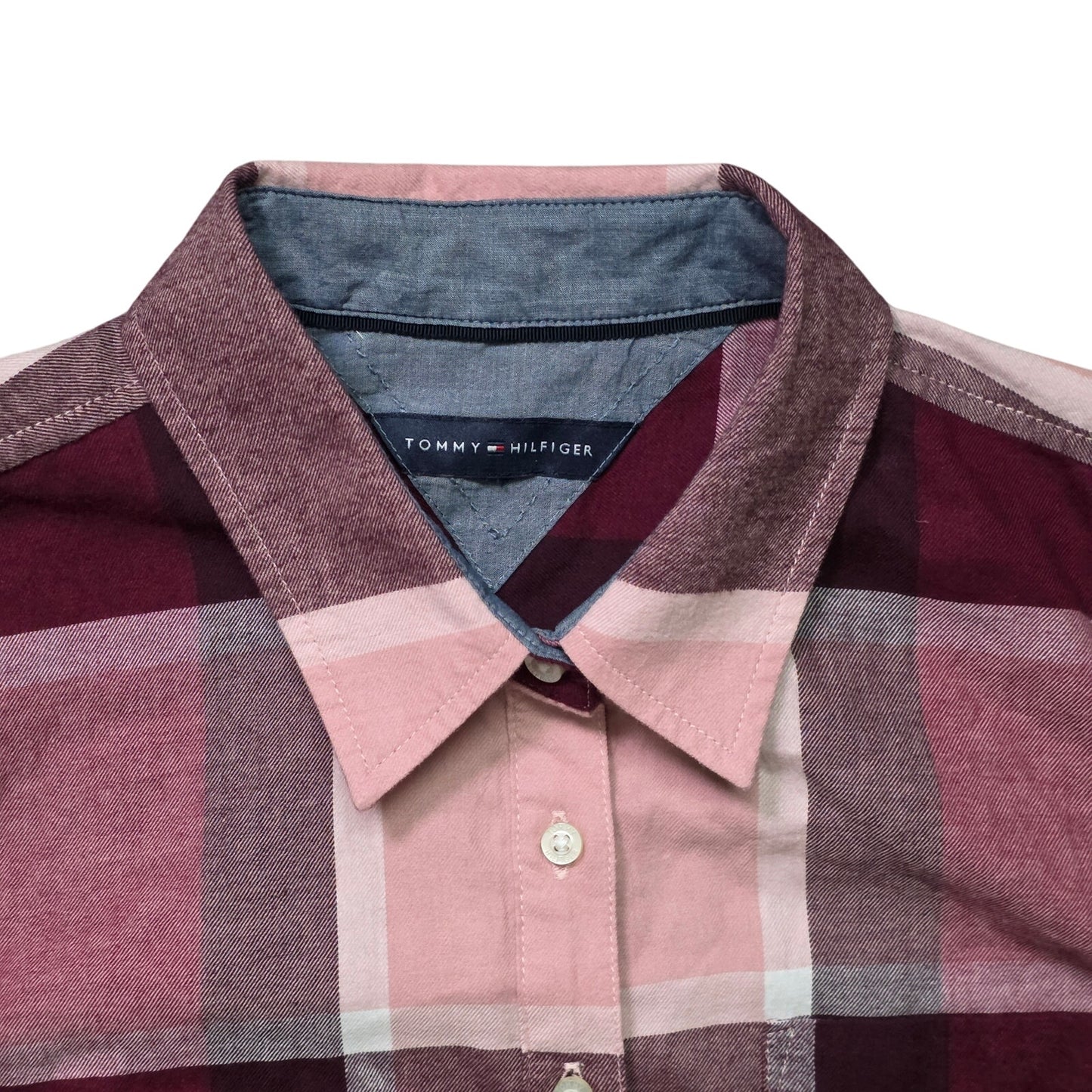 Tommy Hilfiger Women’s Pink Check Long Sleeve Button-Up Shirt Size S