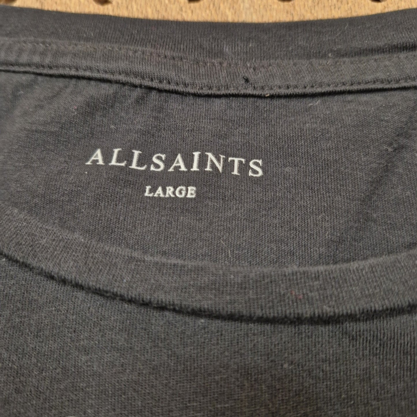 All Saints Shirt Mens Large Essential Black Short Sleeve Ramskull Cotton