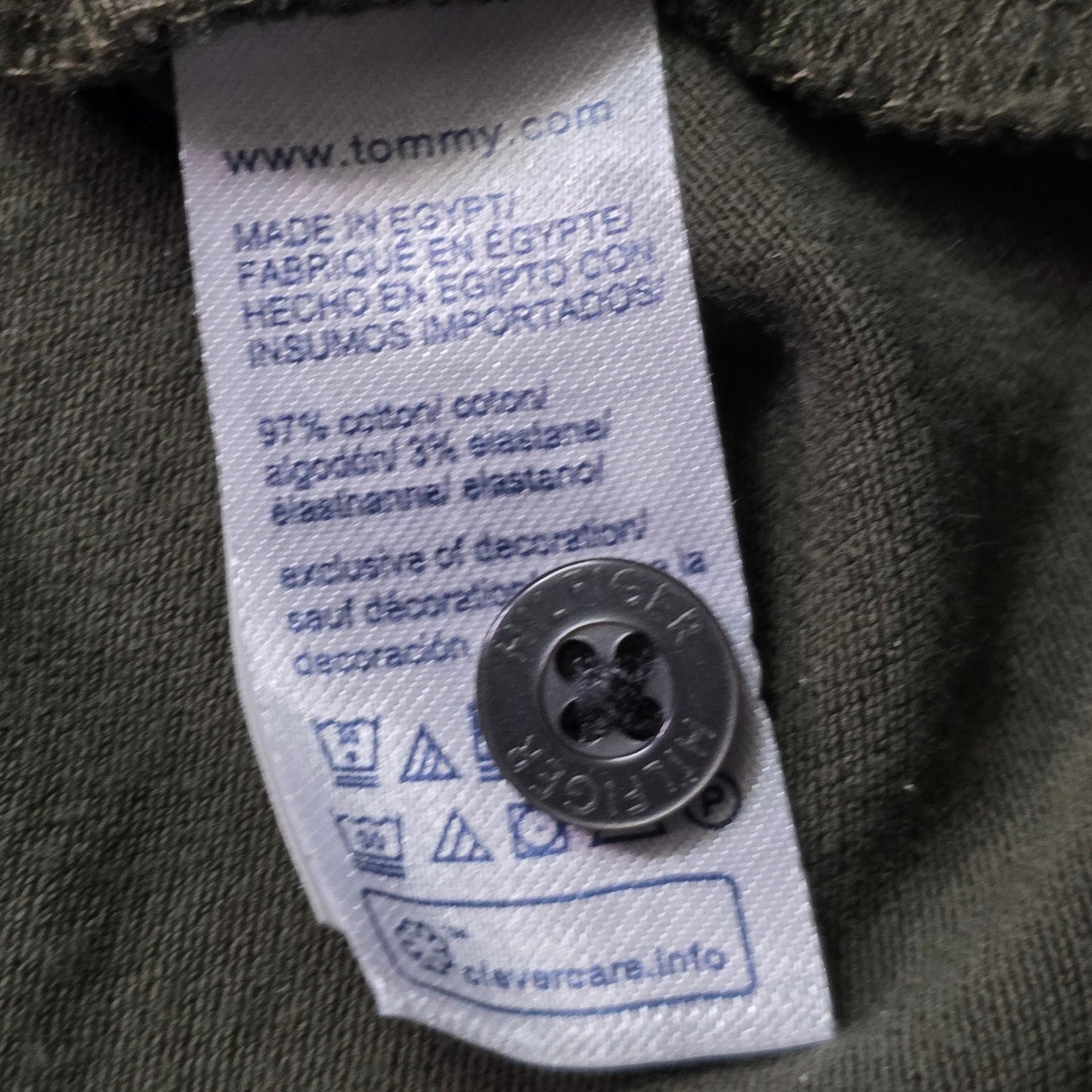 Tommy Hilfiger Polo Shirt Men L Olive Green Stretch Regular Fit Casual