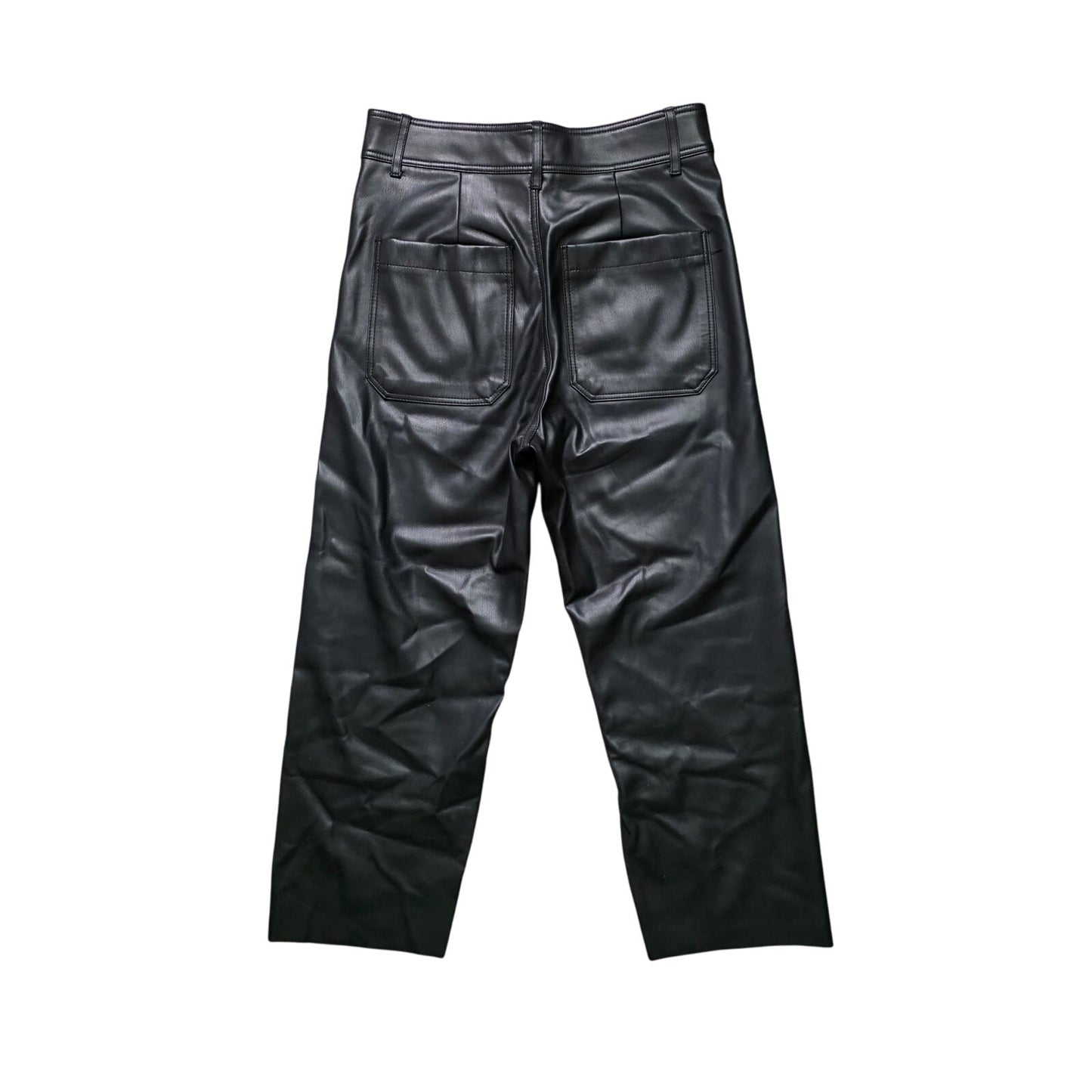Zara Women’s Pants Size 6 Black Faux Leather Wide Leg