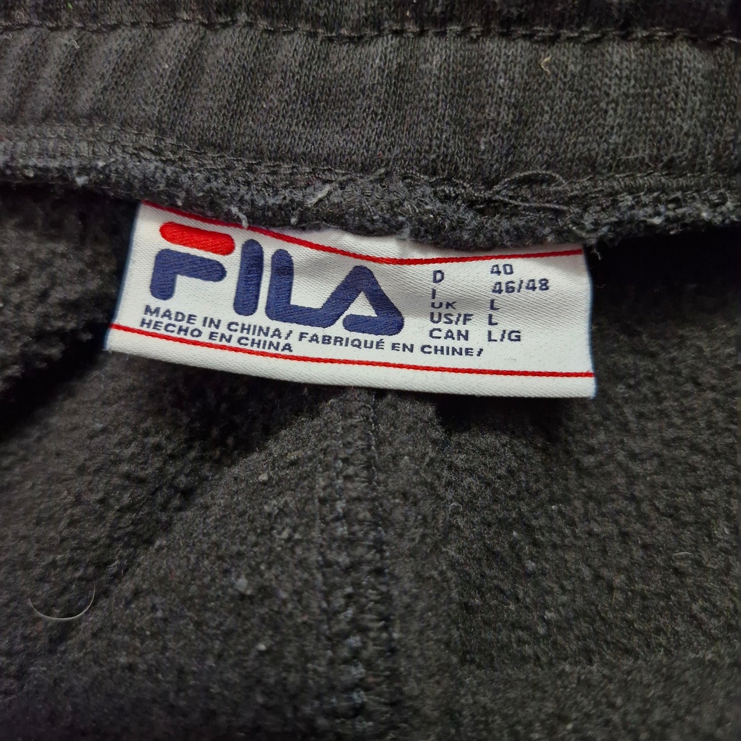 Fila Sweatpants Men’s Large Black Faded Cuffed Jogger Cotton Logo Lounge Pants