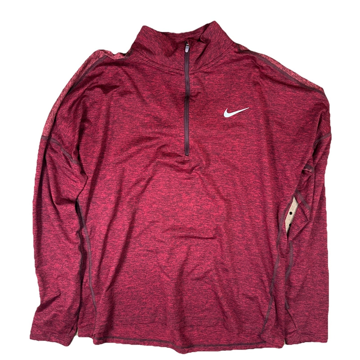 Nike Dri-FIT Running 1/4 Zip Long Sleeve Shirt Men’s L Red Reflective