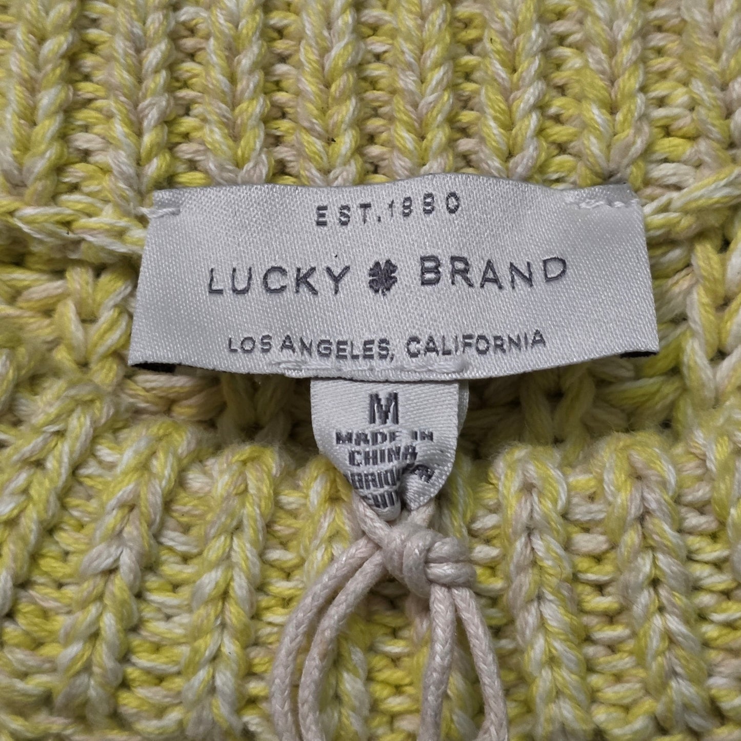 Lucky Brand Pullover Sweater Women M Lemonade Cotton Cable Knit