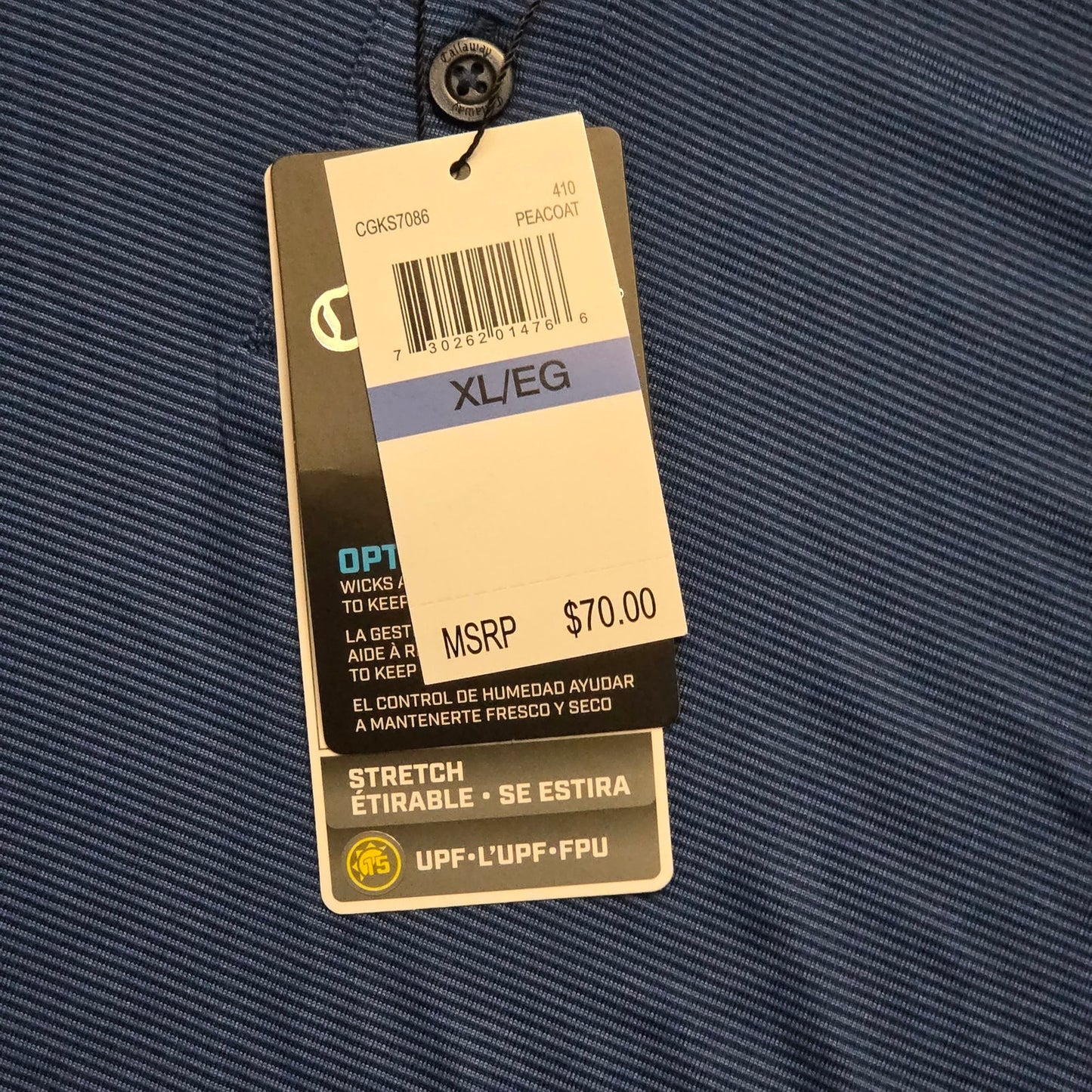 Callaway Core Performance Golf Polo Men’s XL Blue Peacoat Opti‑Dri Stretch
