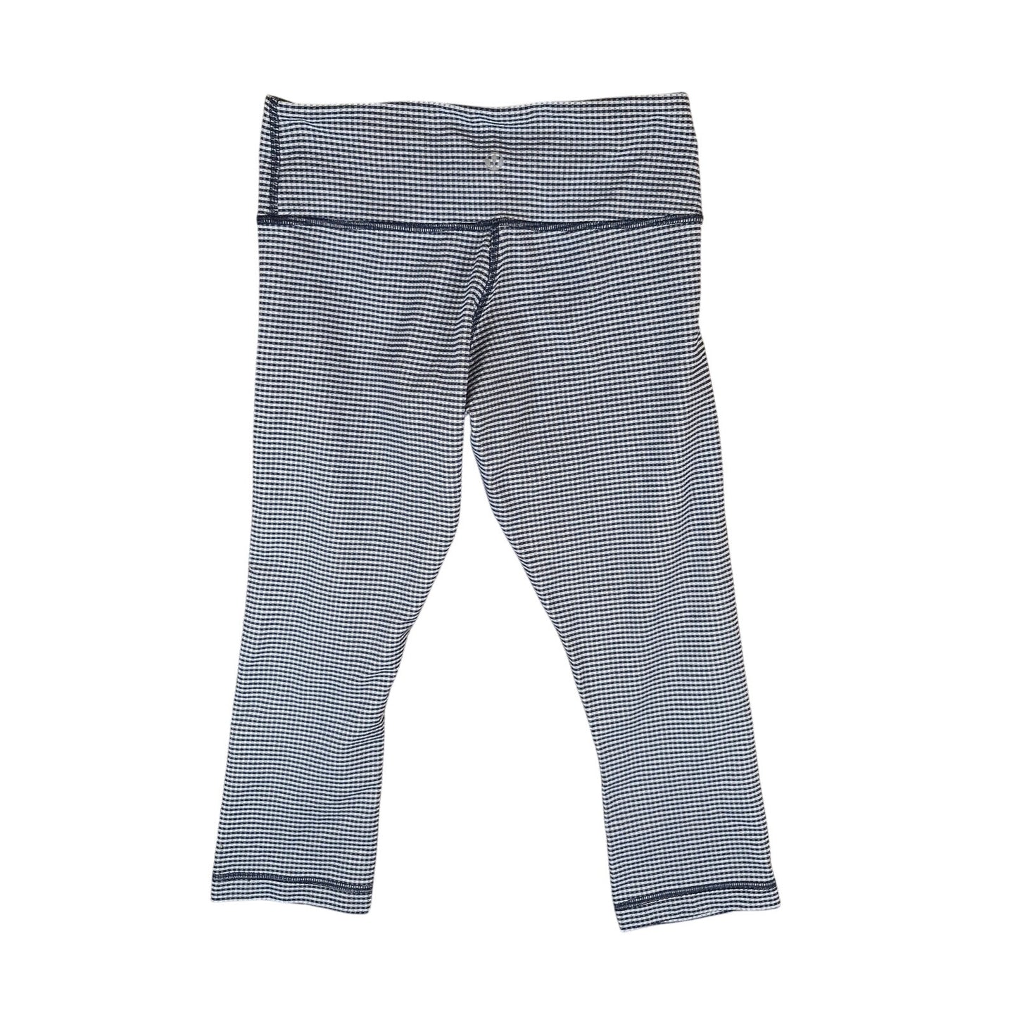 Lululemon Leggings Size 4 Blue & White stripe Gingham Cropped Workout