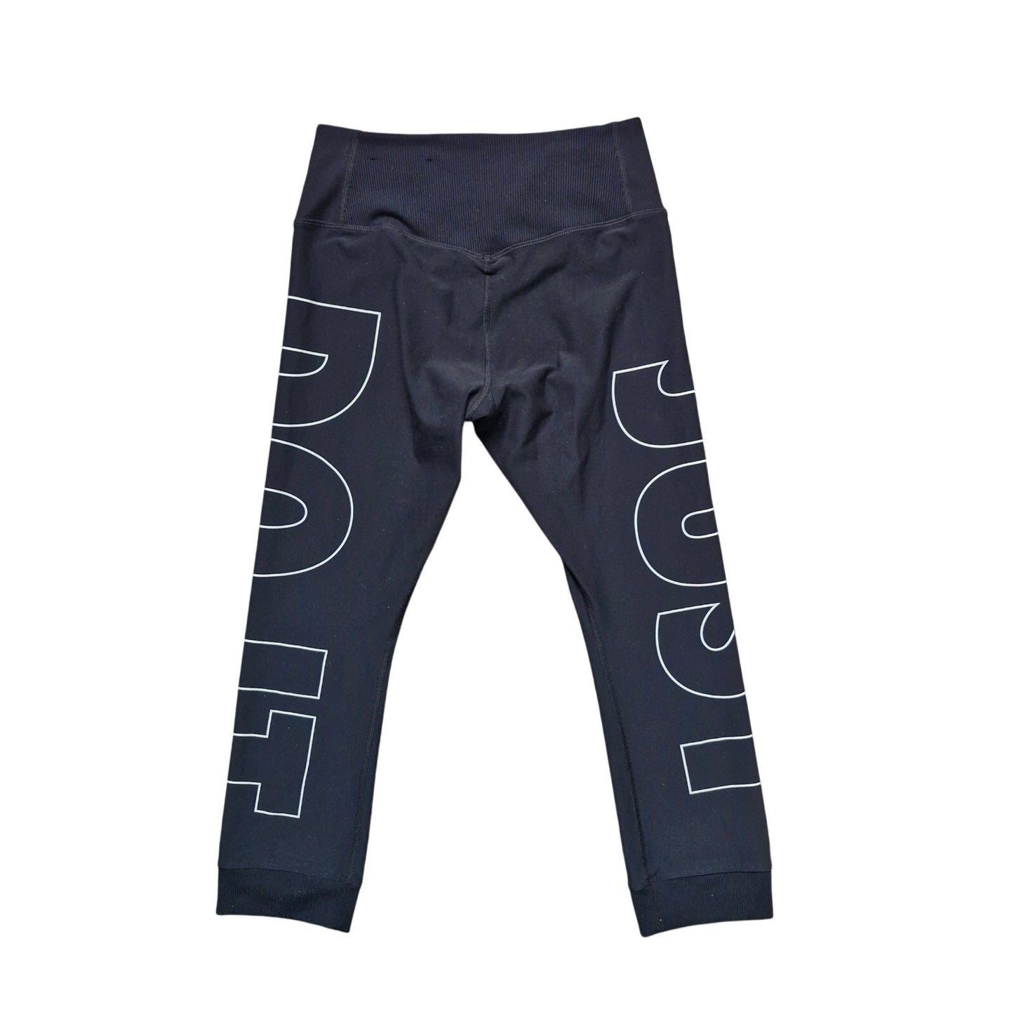 Nike “Just Do It” Crop Logo Leggings Women’s Size Small Black/White AH6