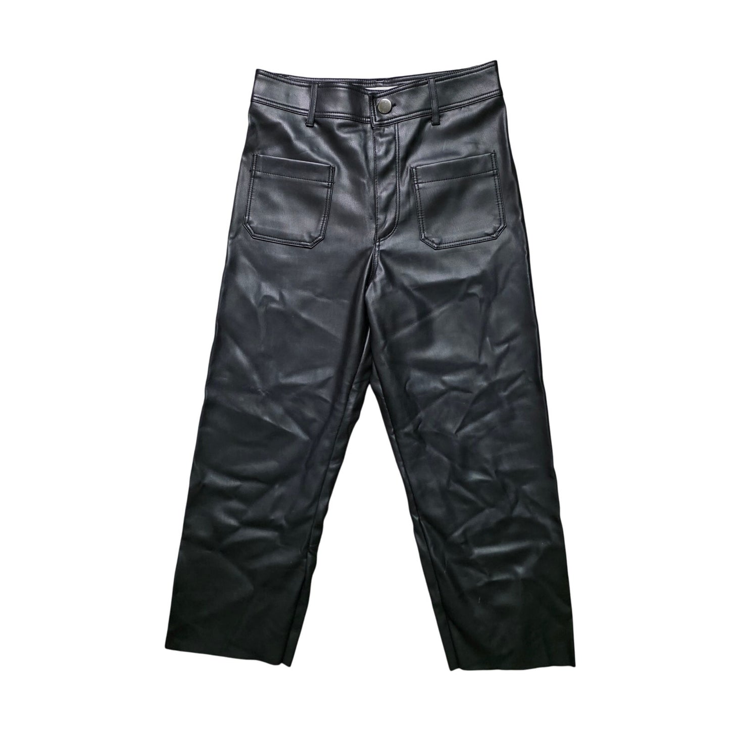 Zara Women’s Pants Size 6 Black Faux Leather Wide Leg