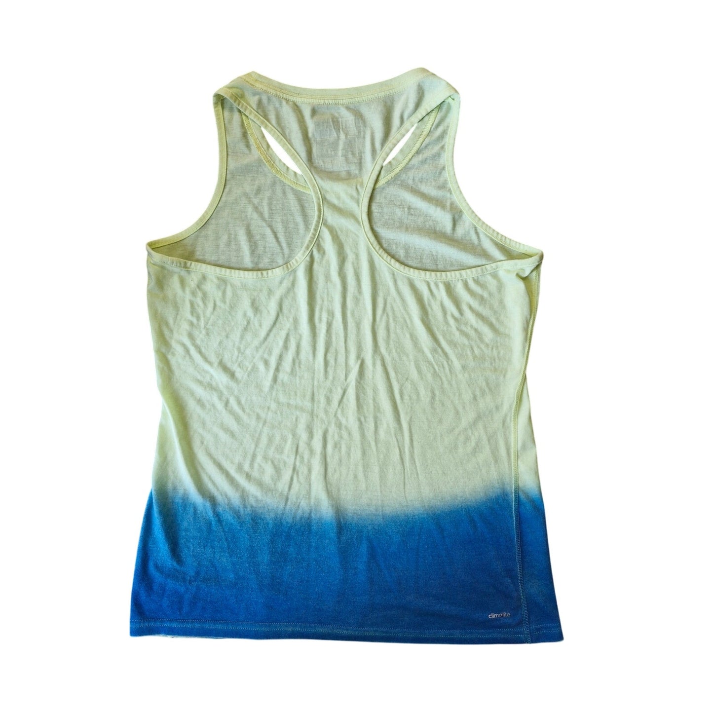 Adidas Ultimate Tank Top Women’s L Yellow Blue Racerback Climalite Activewear