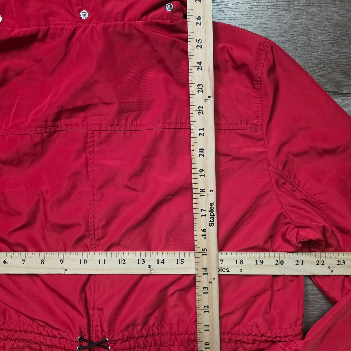 Tommy Hilfiger Women Rain Wind Gym Jacket Red Zip Pockets Hood XL