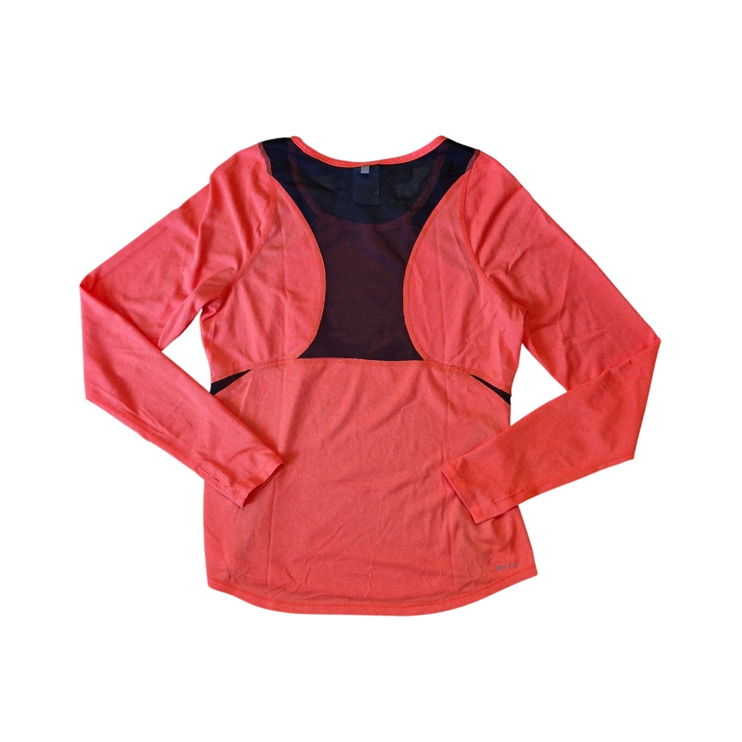 Nike Women’s Dri‑Fit Orange Black Mesh Long Sleeve Top Size Small Moisture‑Wicking Athletic Tee