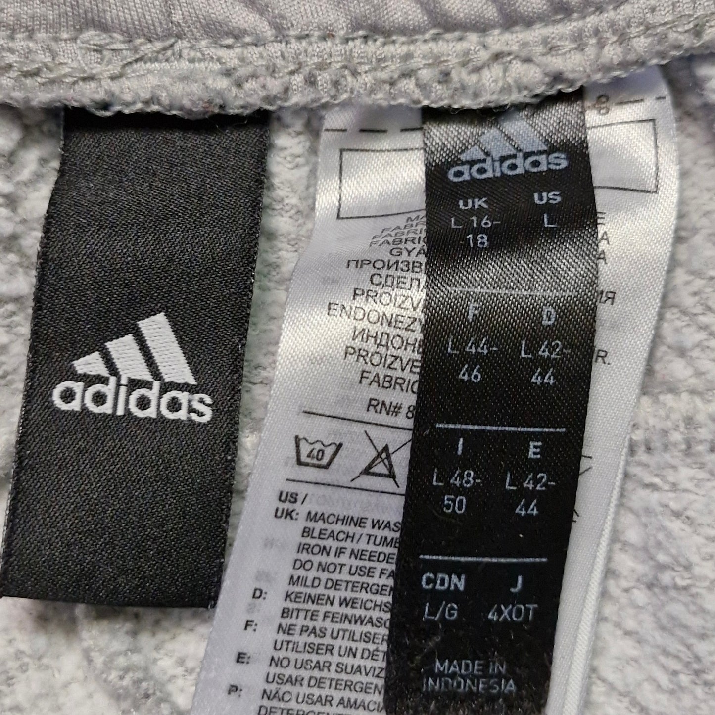Adidas Gray Fleece Joggers Men’s Size Large 3 White Stripes Drawstring