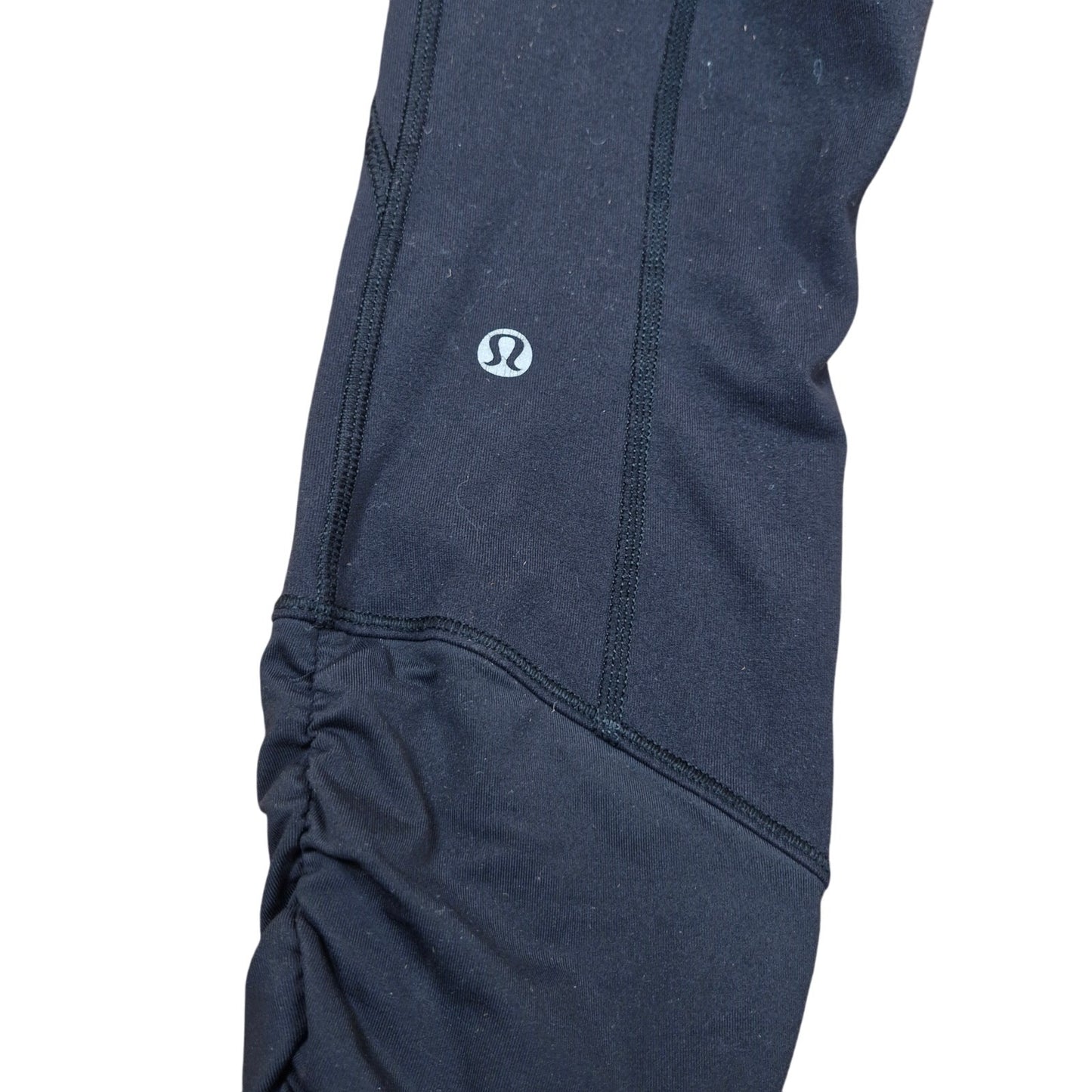 Lululemon Cropped Black Leggings With Pockets & Ruching Details Size 4