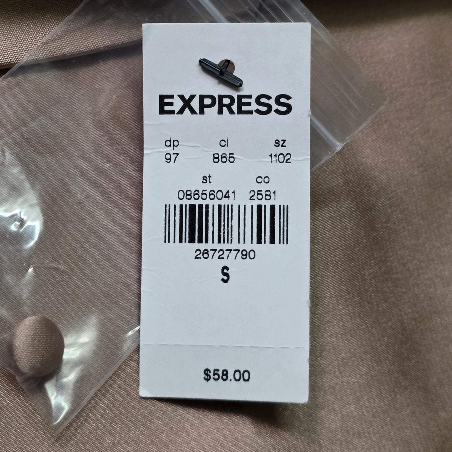 Express Silk Half Zip Top Women’s S Brown Long Sleeve
