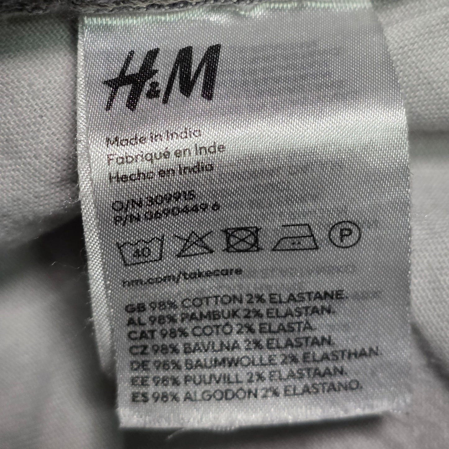 H&M Skinny Jeans Men’s 33x32 Gray Distressed Denim Casual
