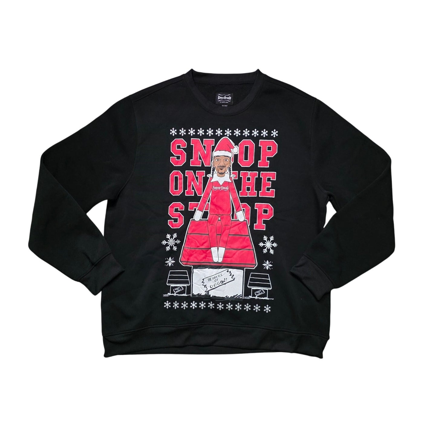 Dogg Supply “Snoop on the Stoop” Christmas Fleece Sweatshirt Men’s 2XL Black