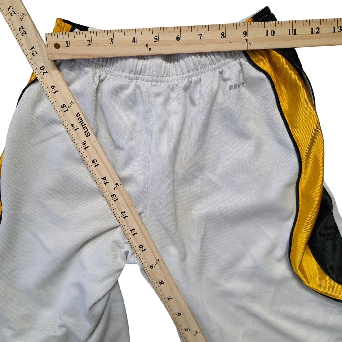 Nike Boys Training Shorts Size M (10-12) White Yellow Black Athletic