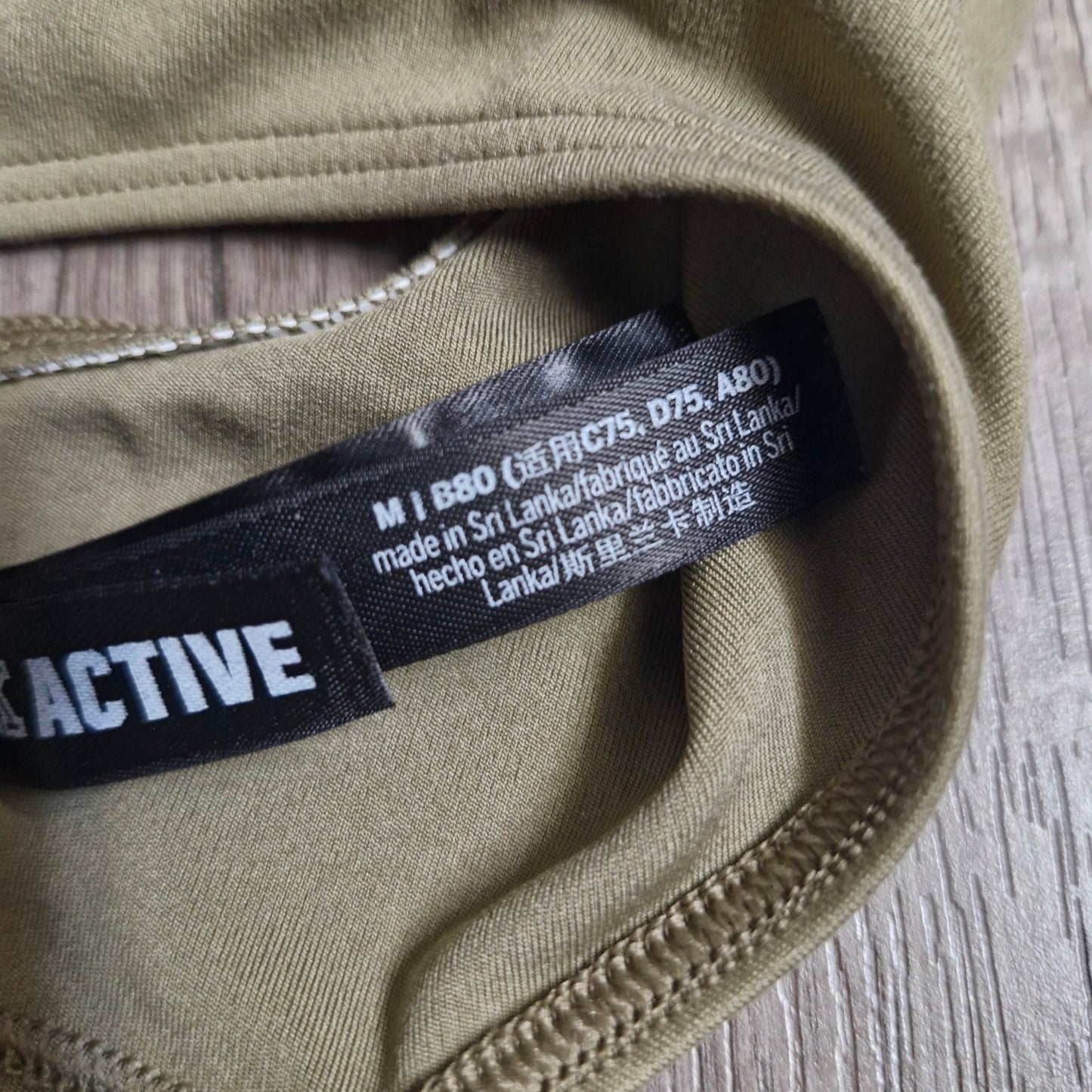 Pink Active Sports Bra Medium Olive Green Square Neck Light Padding