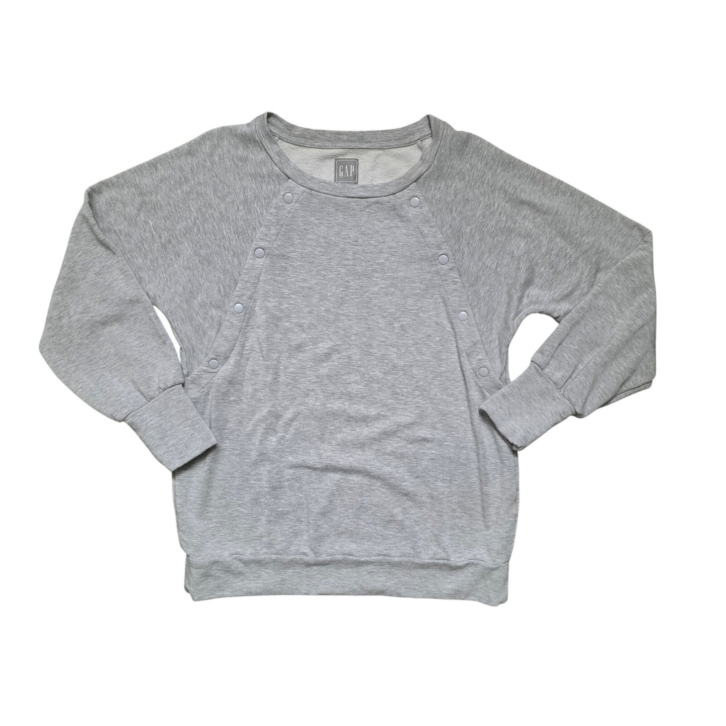Gap Maternity Nursing Snap‑Button Sweatshirt Women’s Medium Gray Side-Snap Cozy Pullover