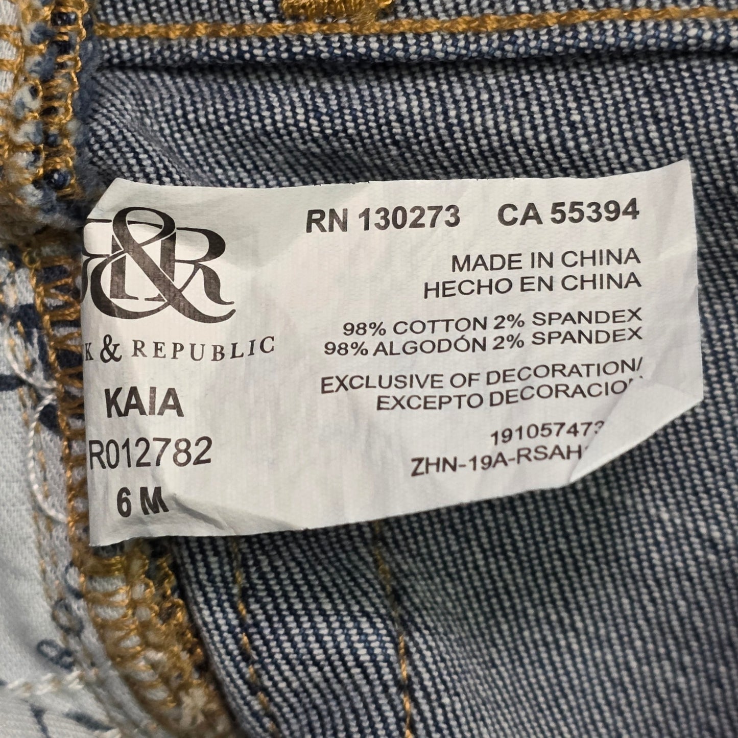 Rock & Republic Kaia Jeans Women’s 6 Blue Dark Wash Straight Stretch NWT