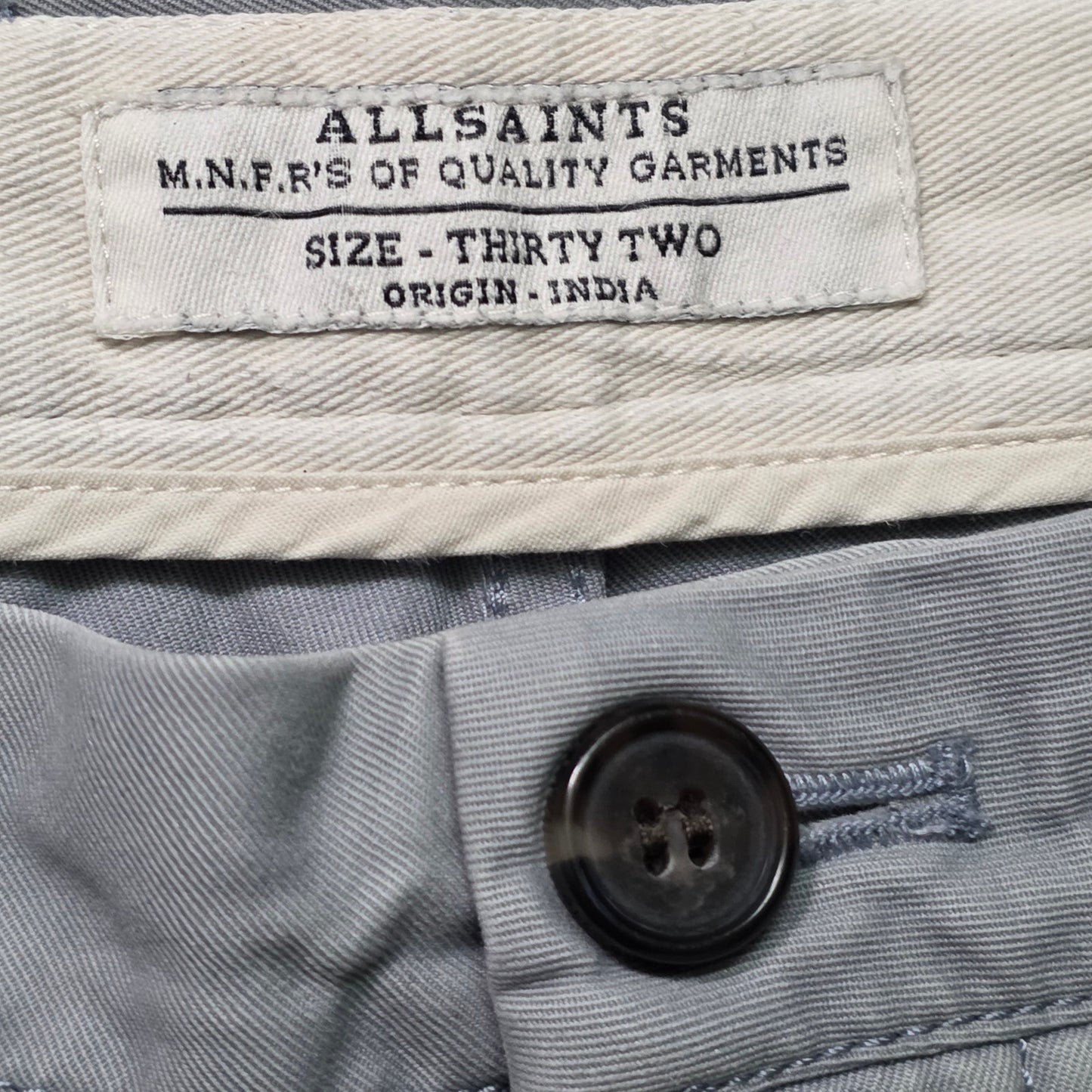 AllSaints Chino Shorts Men’s 32 Light Gray Cotton Stretch
