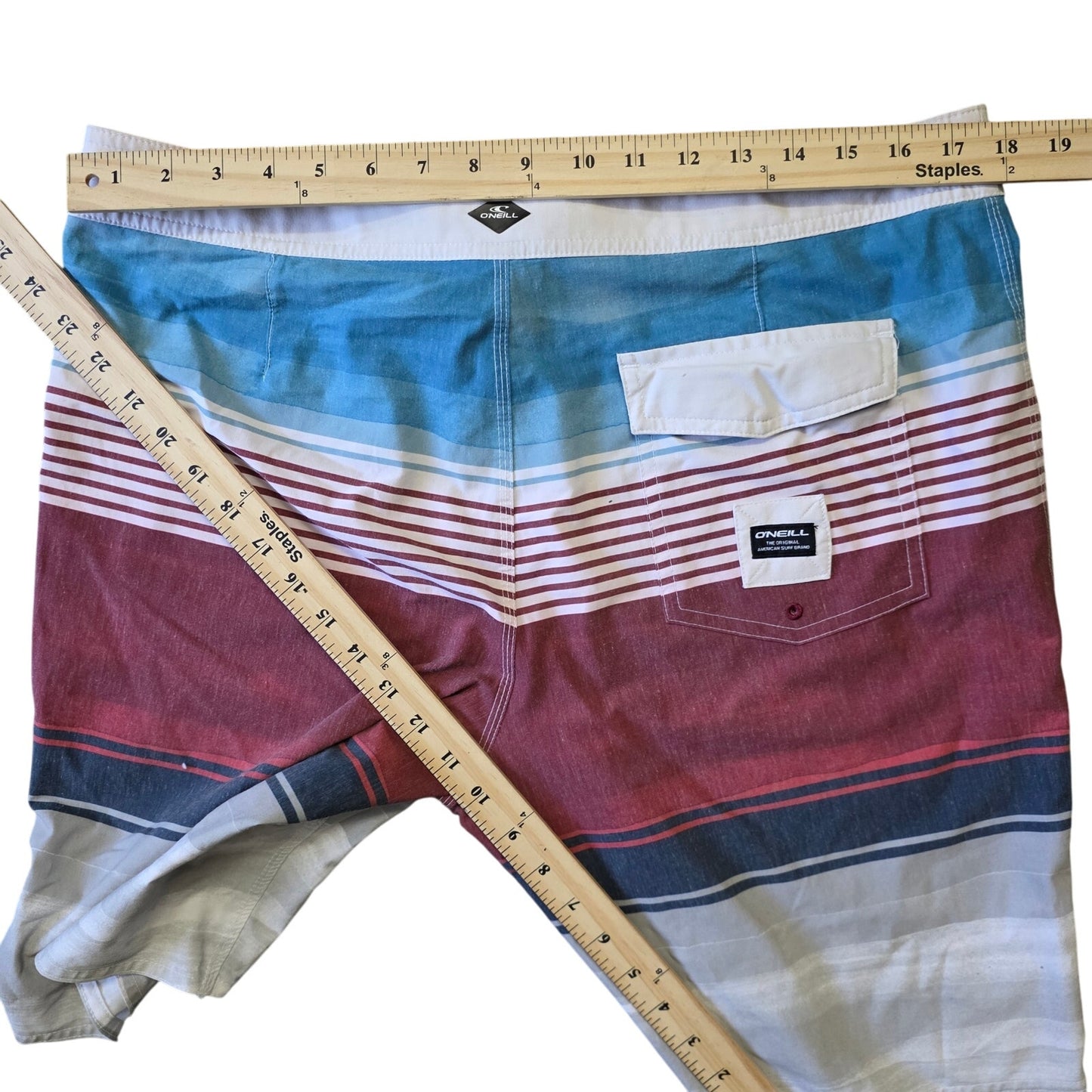 O’Neill Fade USA Surf Board Shorts Men’s 34 Red White Blue
