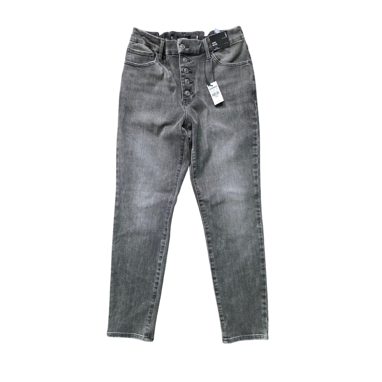 Express Mid Rise Skinny Jeans Women’s L Gray Ultra Hyper Stretch NWT