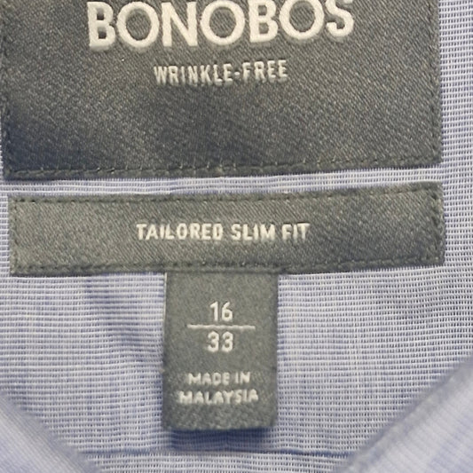 Bonobos Light Blue Tailored Slim Fit Wrinkle Free Cotton Shirt Men’s Large