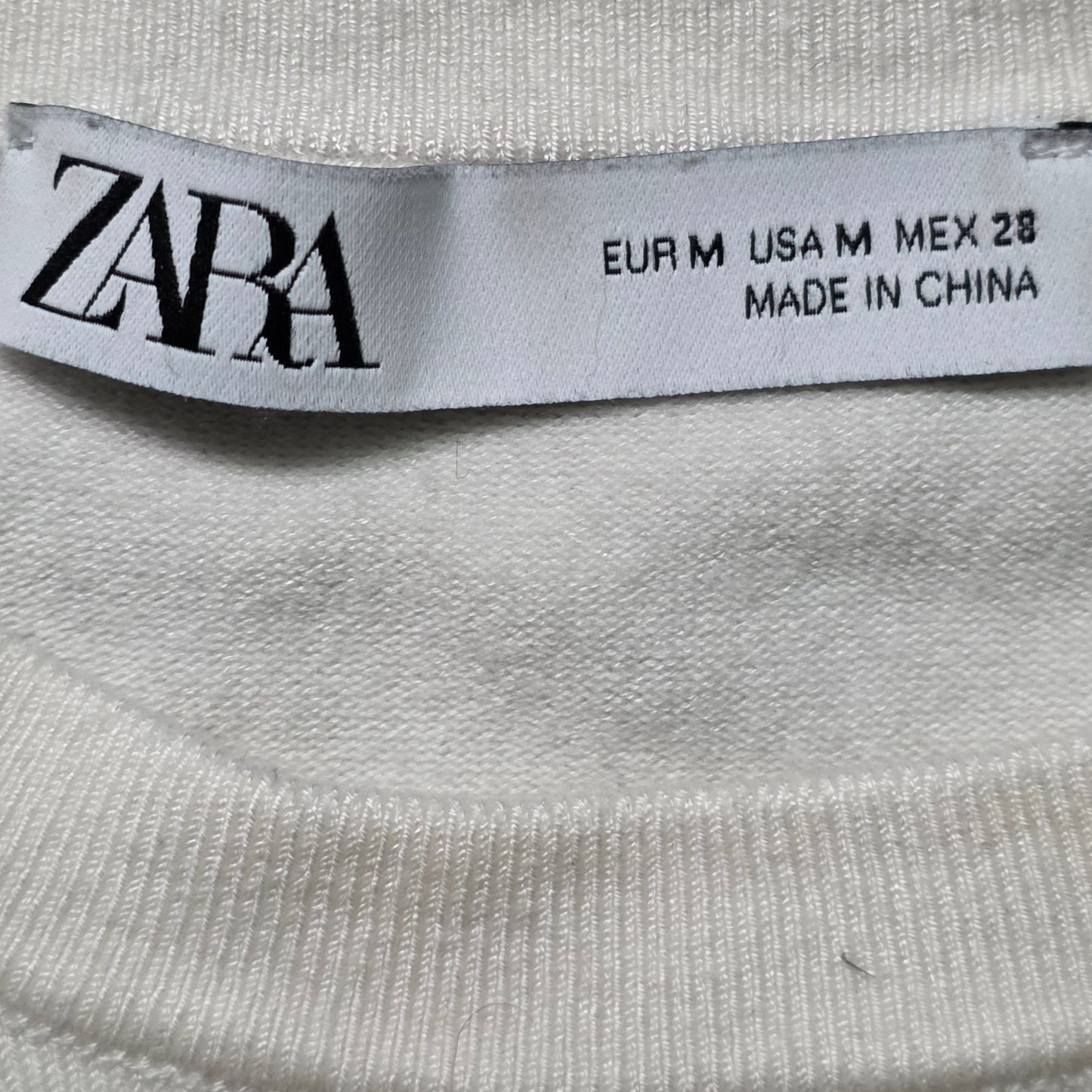 Zara Sweater Womens M Off White Button Sleeve Knit Pullover