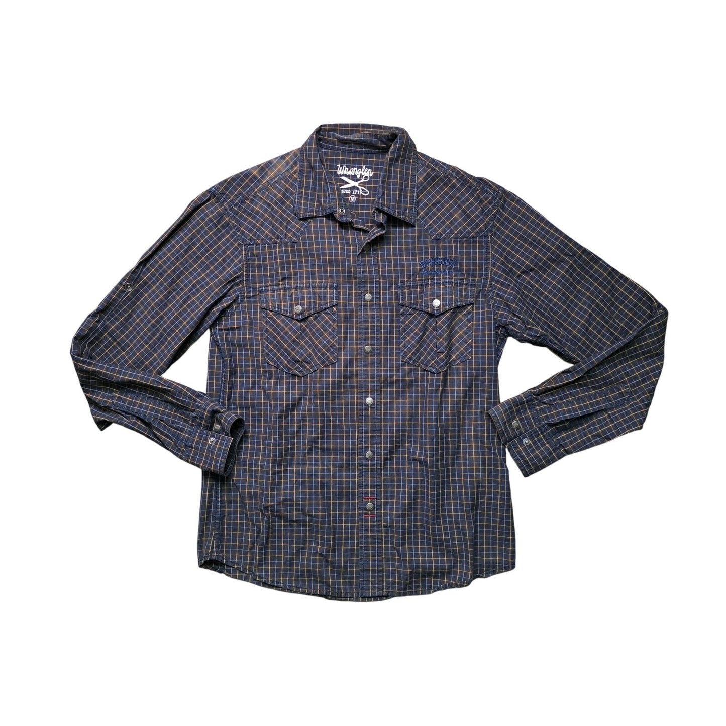 Wrangler Division 47 Checkered Long Sleeve Shirt Men M Casual Western