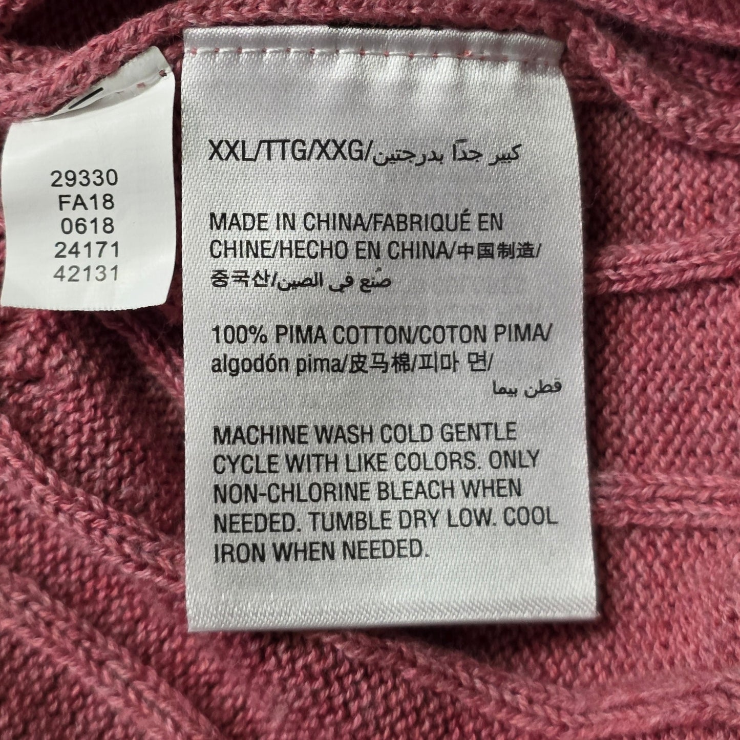 Club Room Quarter-Zip Sweater Men XXL Red Cotton Cable Knit