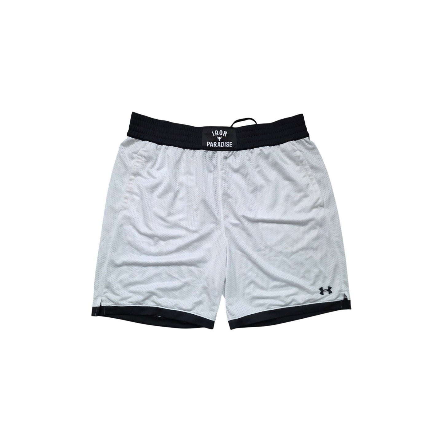 Under Armour Project Rock Shorts Men’s XXL White Mesh Iron Paradise