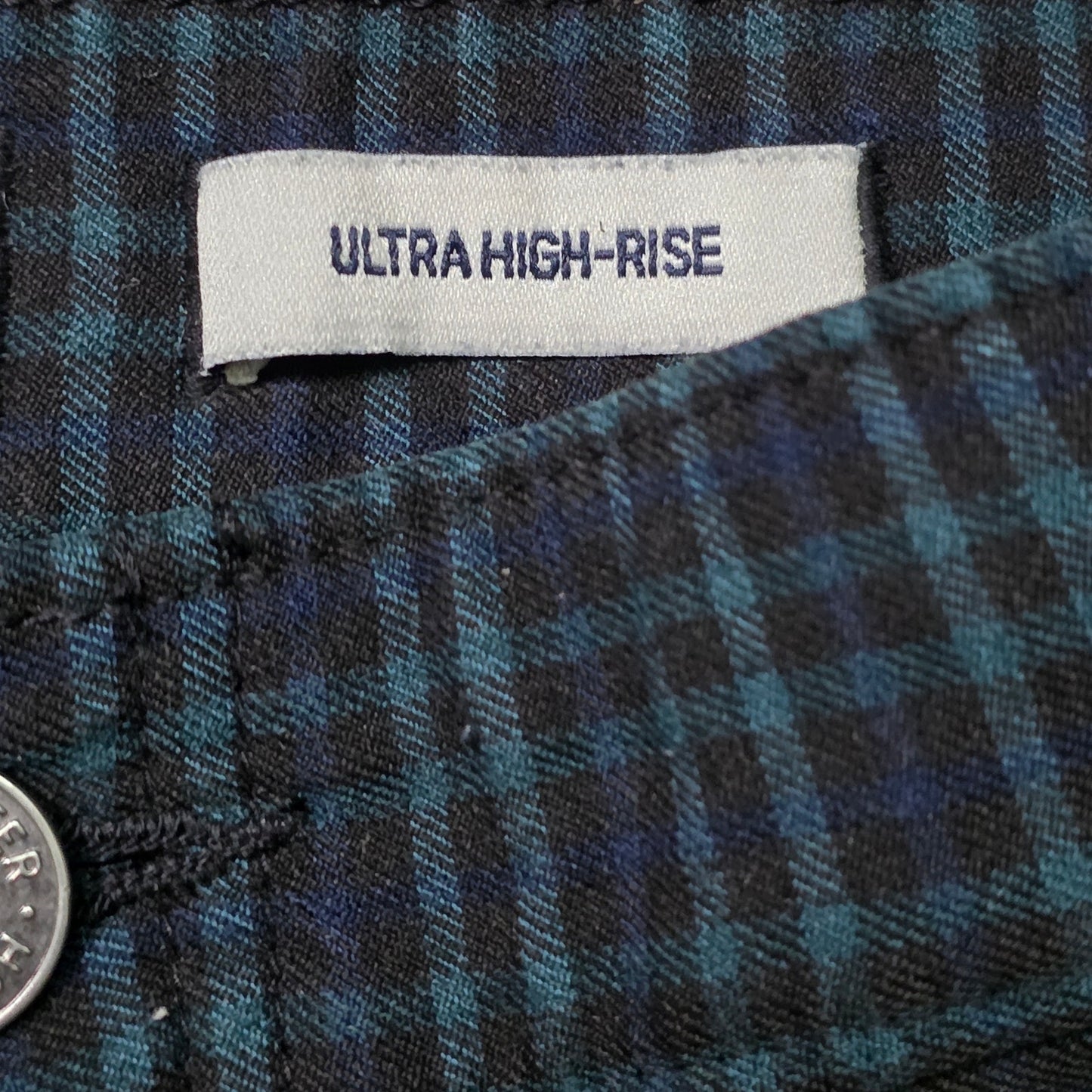 Hollister Ultra High Rise Plaid Trousers Women’s M Navy Green