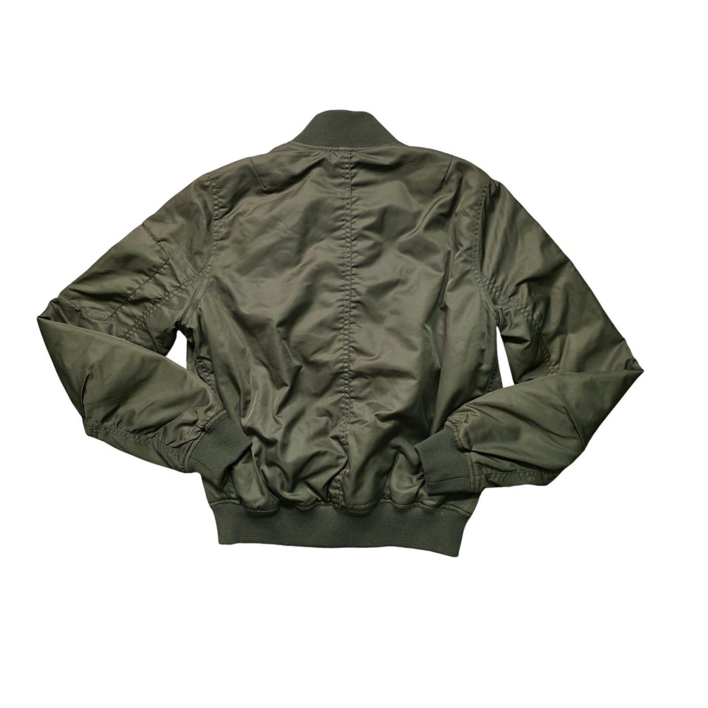 Topshop Bomber Jacket Women’s Size 4 Green Full Zip Ribbed Lined