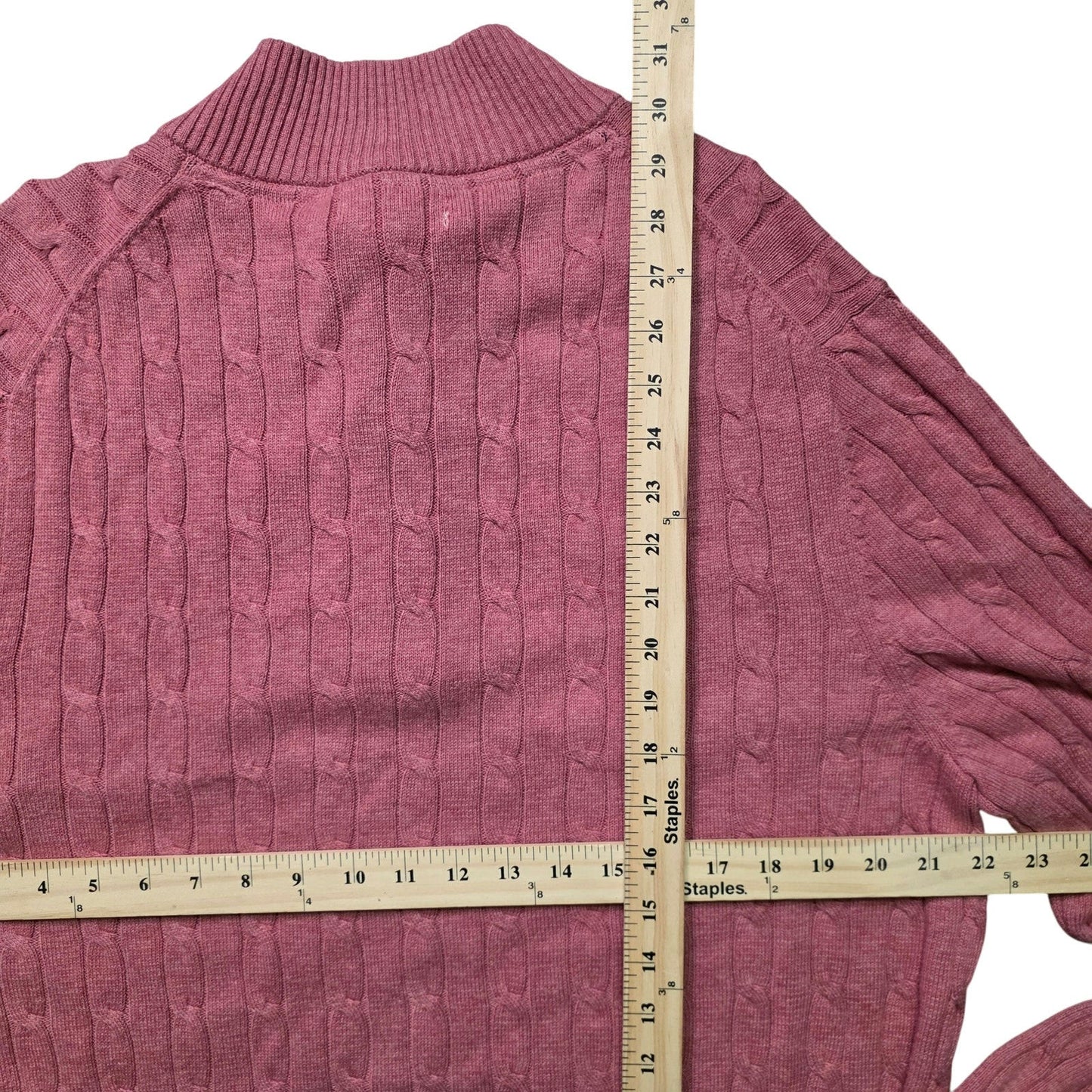 Club Room Quarter-Zip Sweater Men XXL Red Cotton Cable Knit