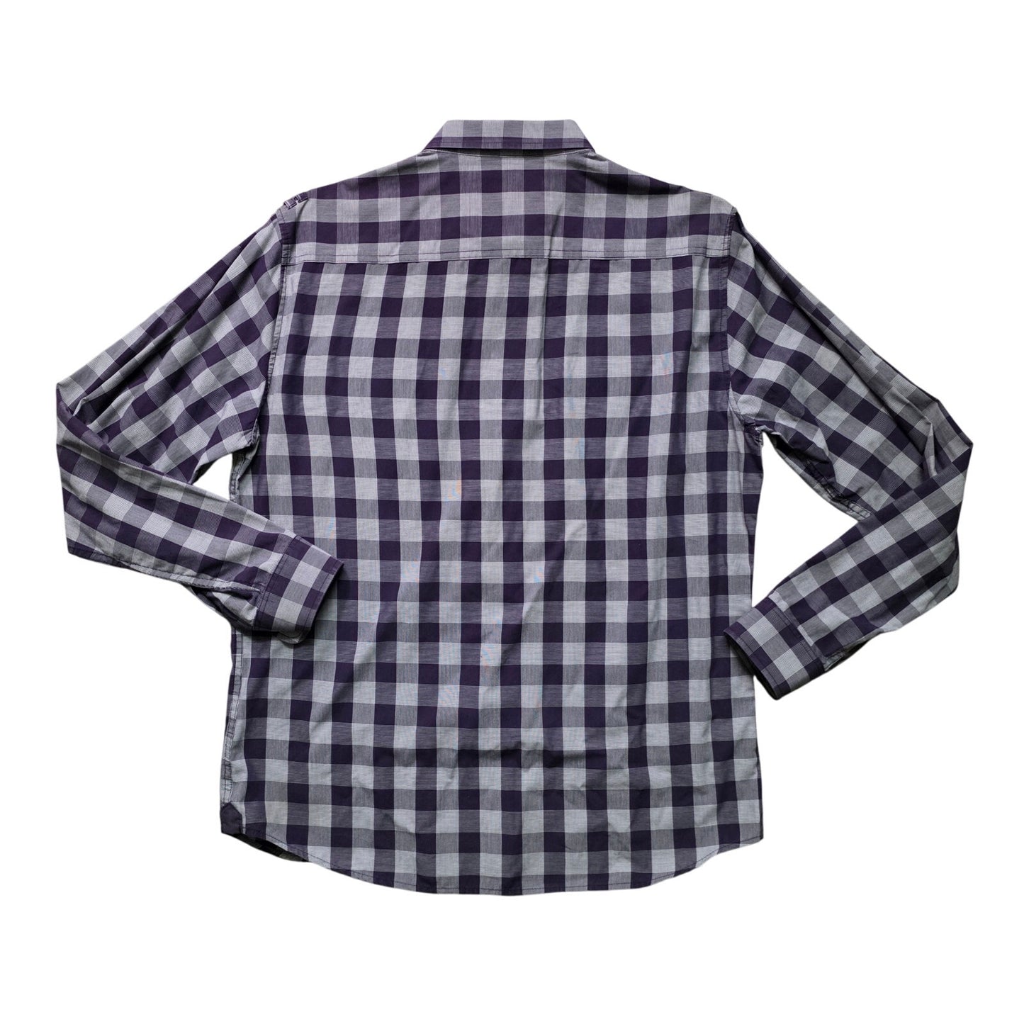 Marc Ecko Check Shirt Men’s L Purple Cotton Long Sleeve Casual