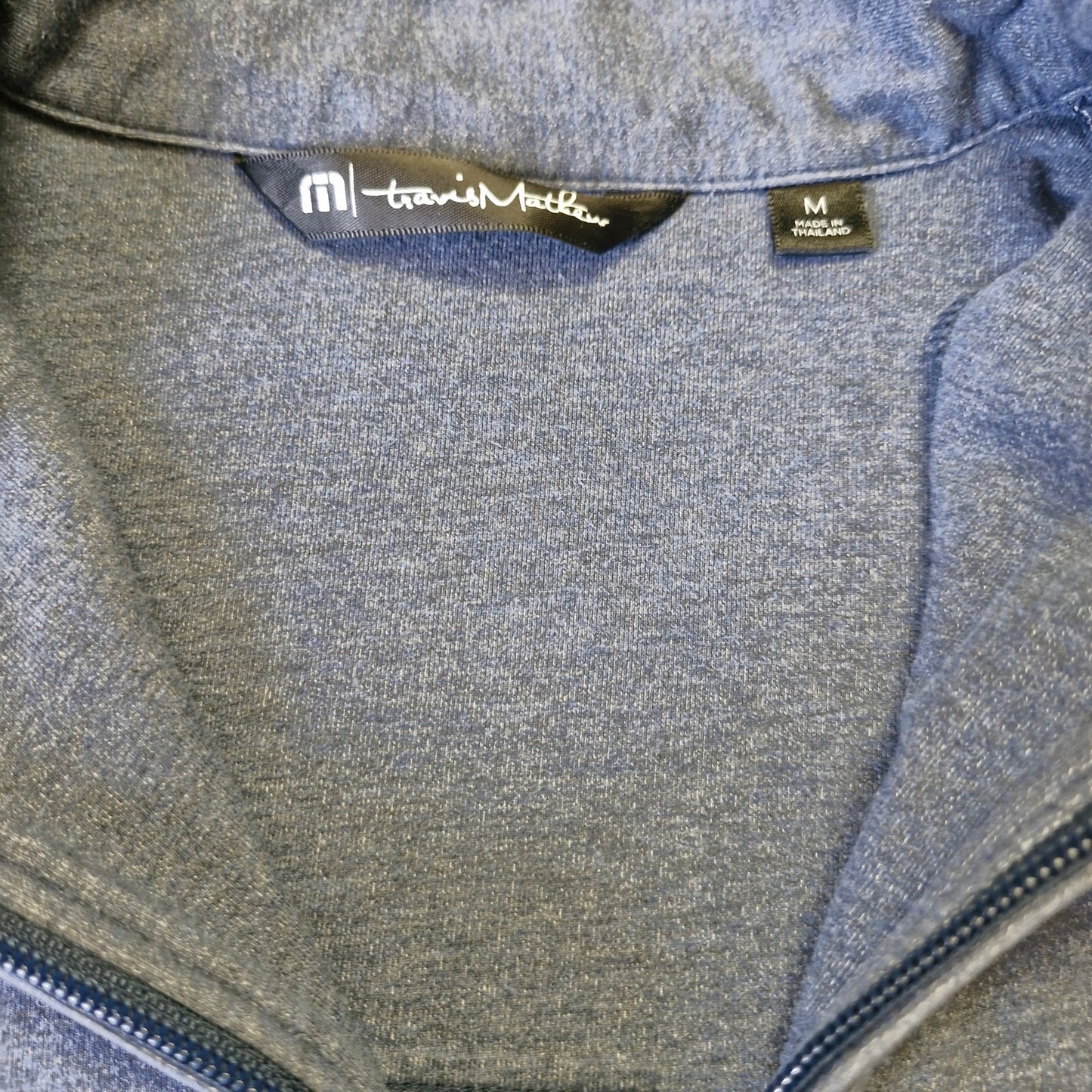 TravisMathew 1/4 Zip Pullover Sweatshirt Men’s Large Blue Cotton Blend