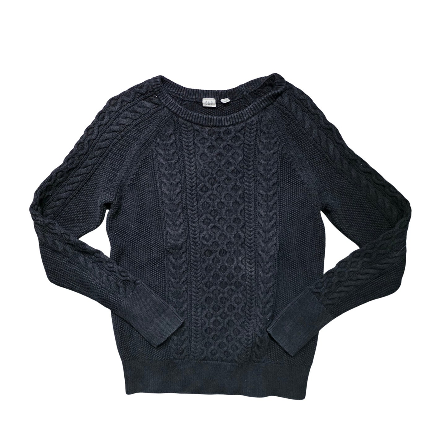 GAP Cable Knit Pullover Sweater Women’s M Black Cotton Crewneck