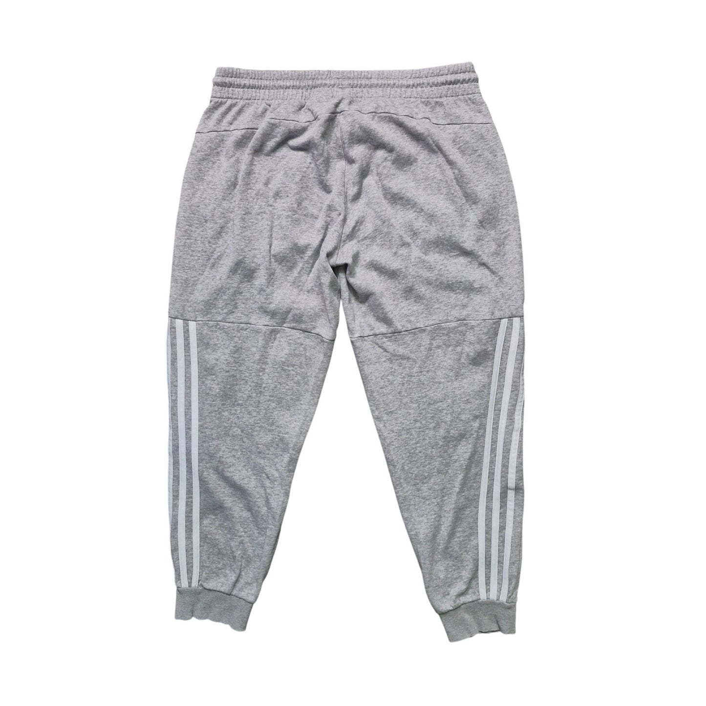 Adidas Gray Fleece Joggers Men’s Size Large 3 White Stripes Drawstring