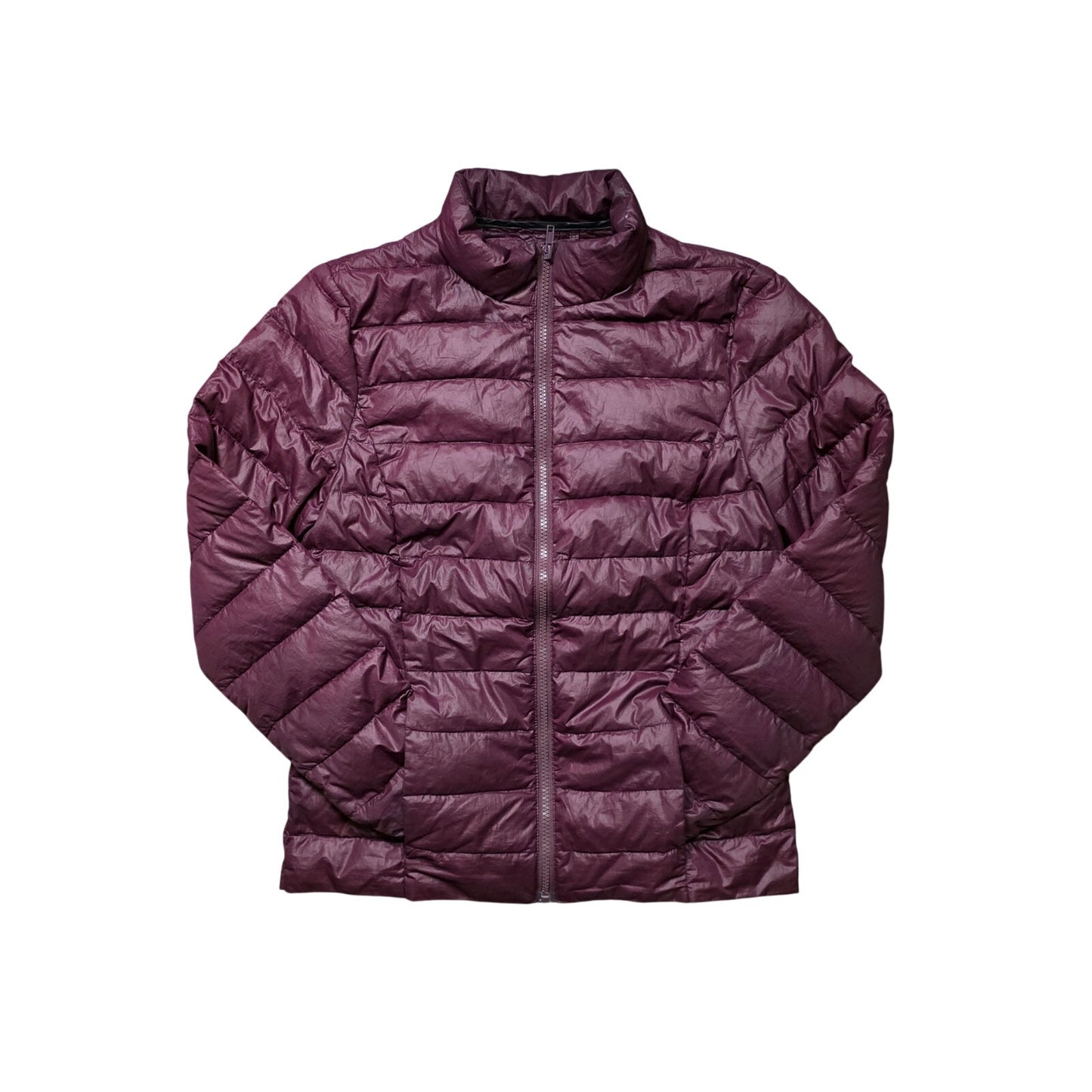 H&M Down Puffer Jacket Women S Burgundy Lightweight Full Zip