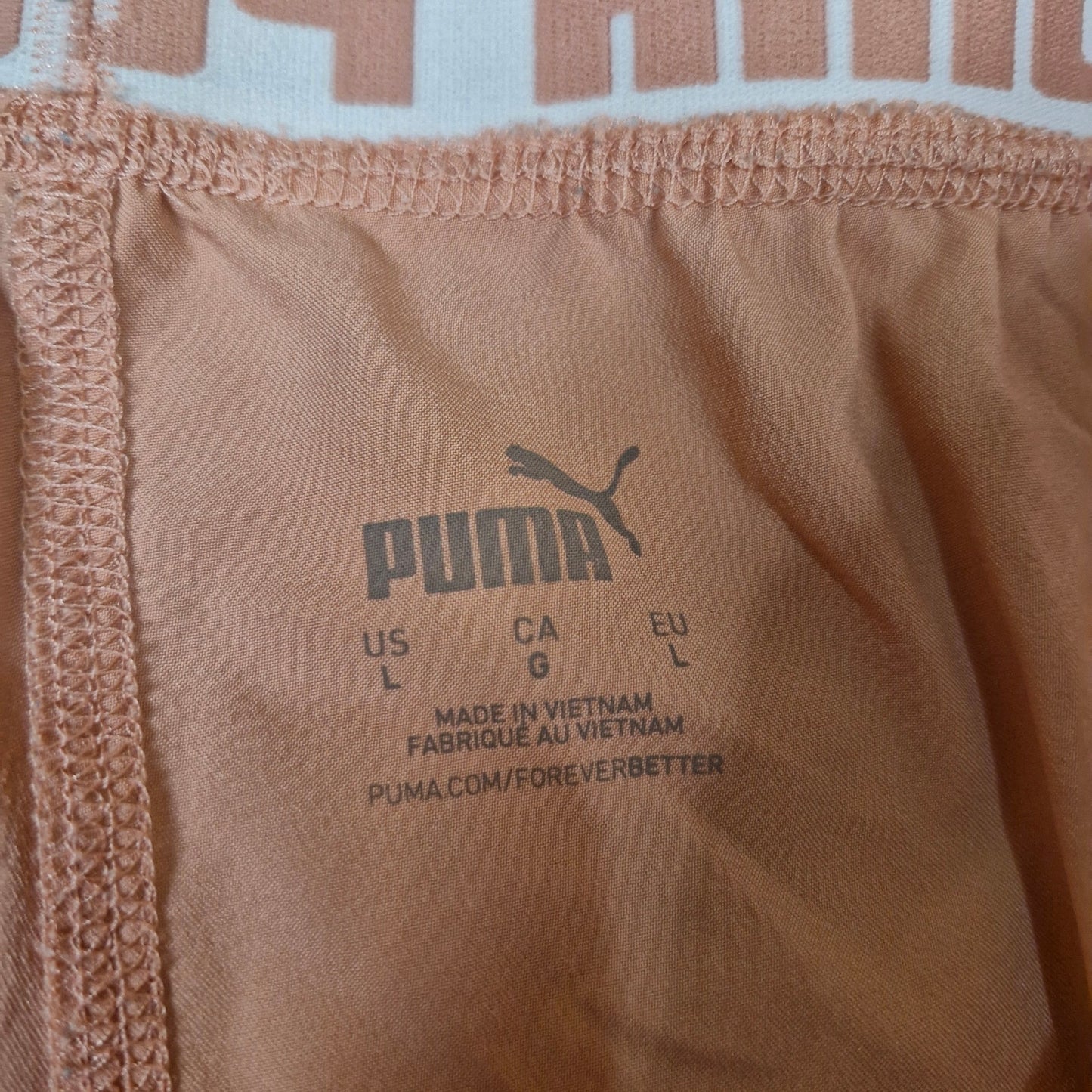 Puma Running Shorts Women L Pink Peach Mesh Lined Elastic Waist Athletic Gym