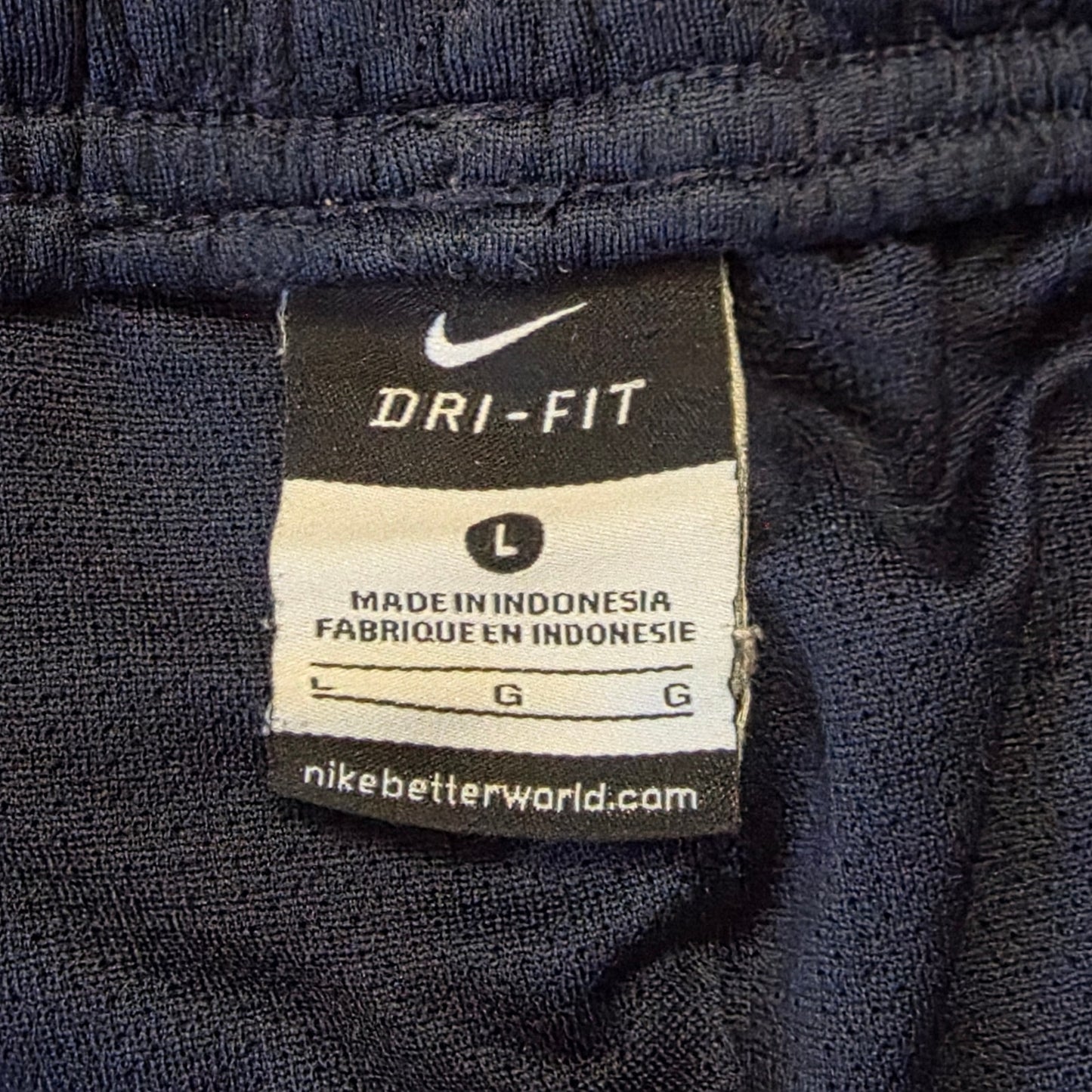 Nike Shorts Men’s L Blue Navy Fleece Dri Fit Gym Basketball Vintage Swoosh