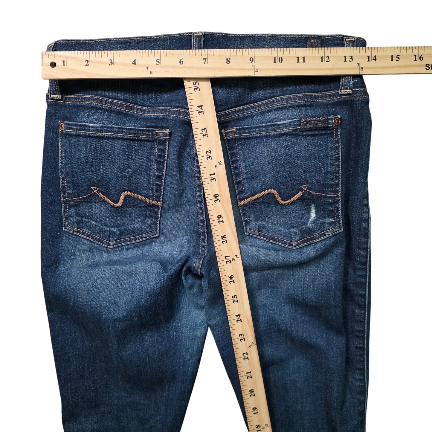 7 For All Mankind Gwenevere Ankle Skinny Jeans Women’s 27 Distressed Denim