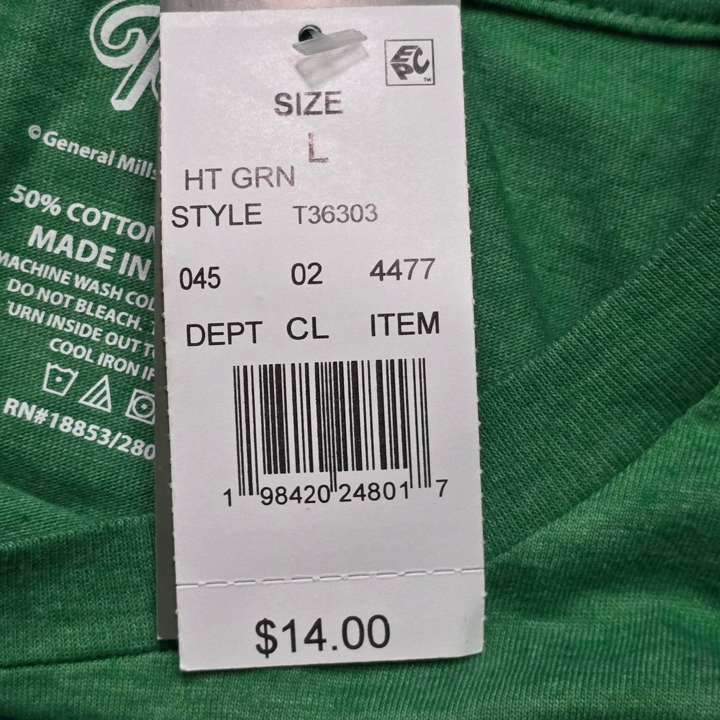 Tee Luv Comfort Colors Lucky Charms 70s Leprechaun T-Shirt L Green Graphic