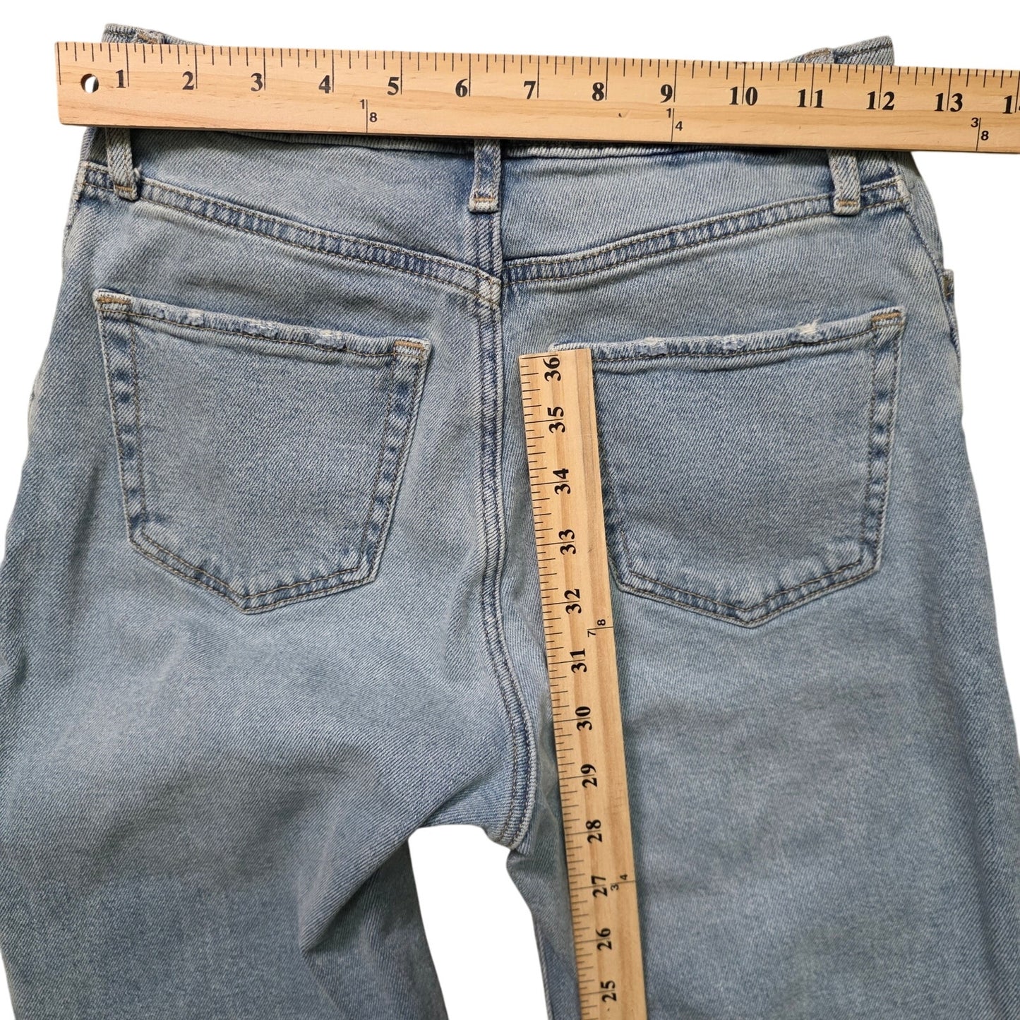 Hollister Ultra High-Rise Ripped Patch Dad Jeans Women’s 0R 24x31 Light Wash