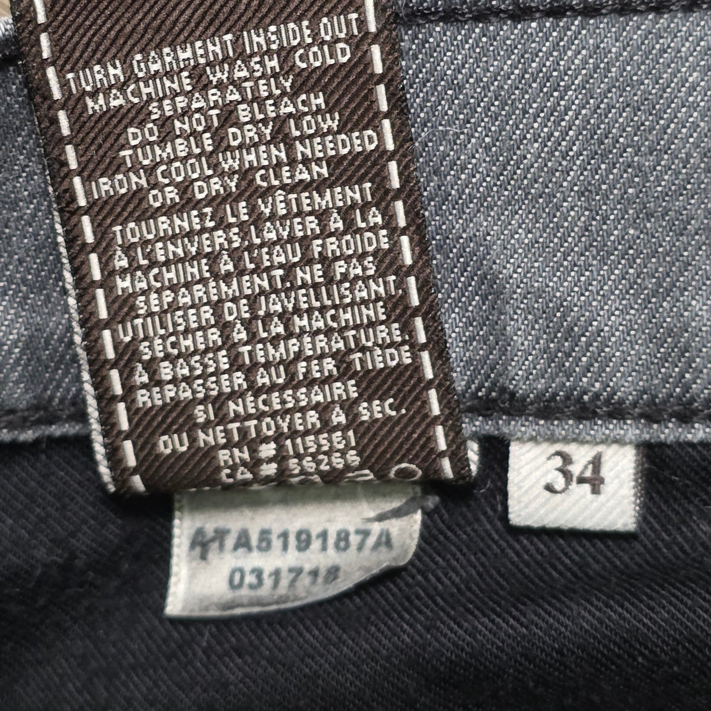 7 For All Mankind Straight Jeans Men’s 34 Gray Cotton Blend