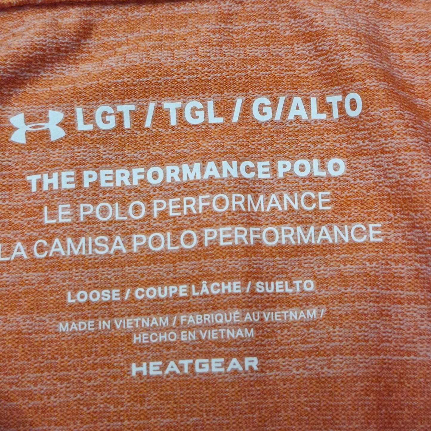 Under Armour Men’s Heather Orange Playoff Polo Golf Shirt Large Loose Fit Performance Top